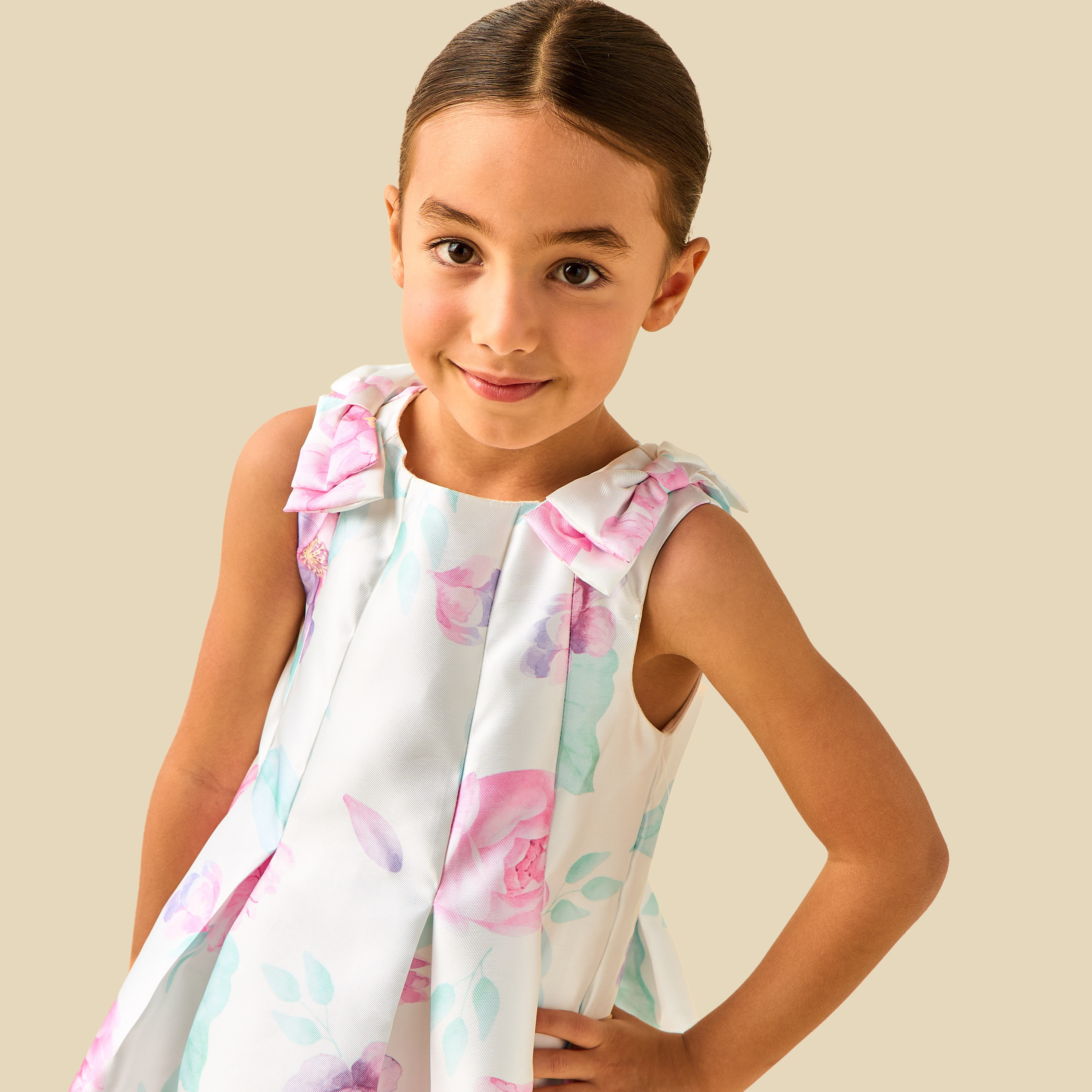 Juniors Round Neck Sleeveless Dress with Floral Print-girls-clothing-dressesandjumpsuits-image-5