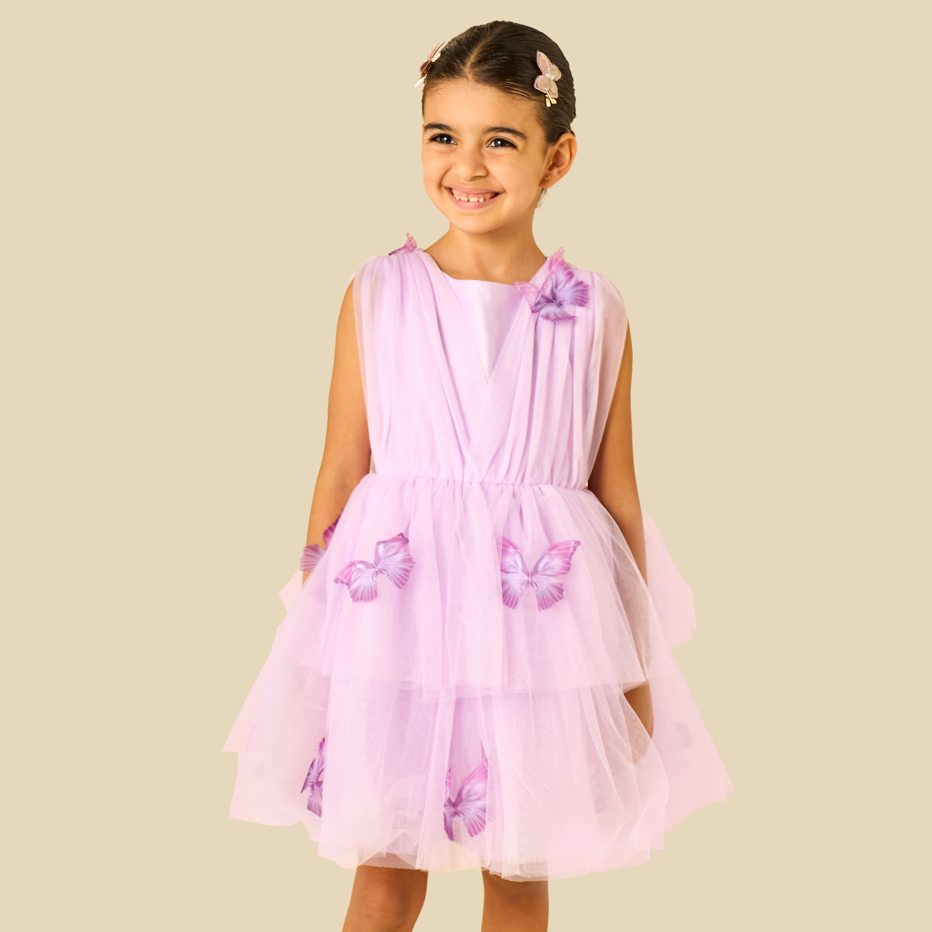 Juniors Round Neck Sleeveless Dress with Butterfly Applique-girls-clothing-dressesandjumpsuits-image-1