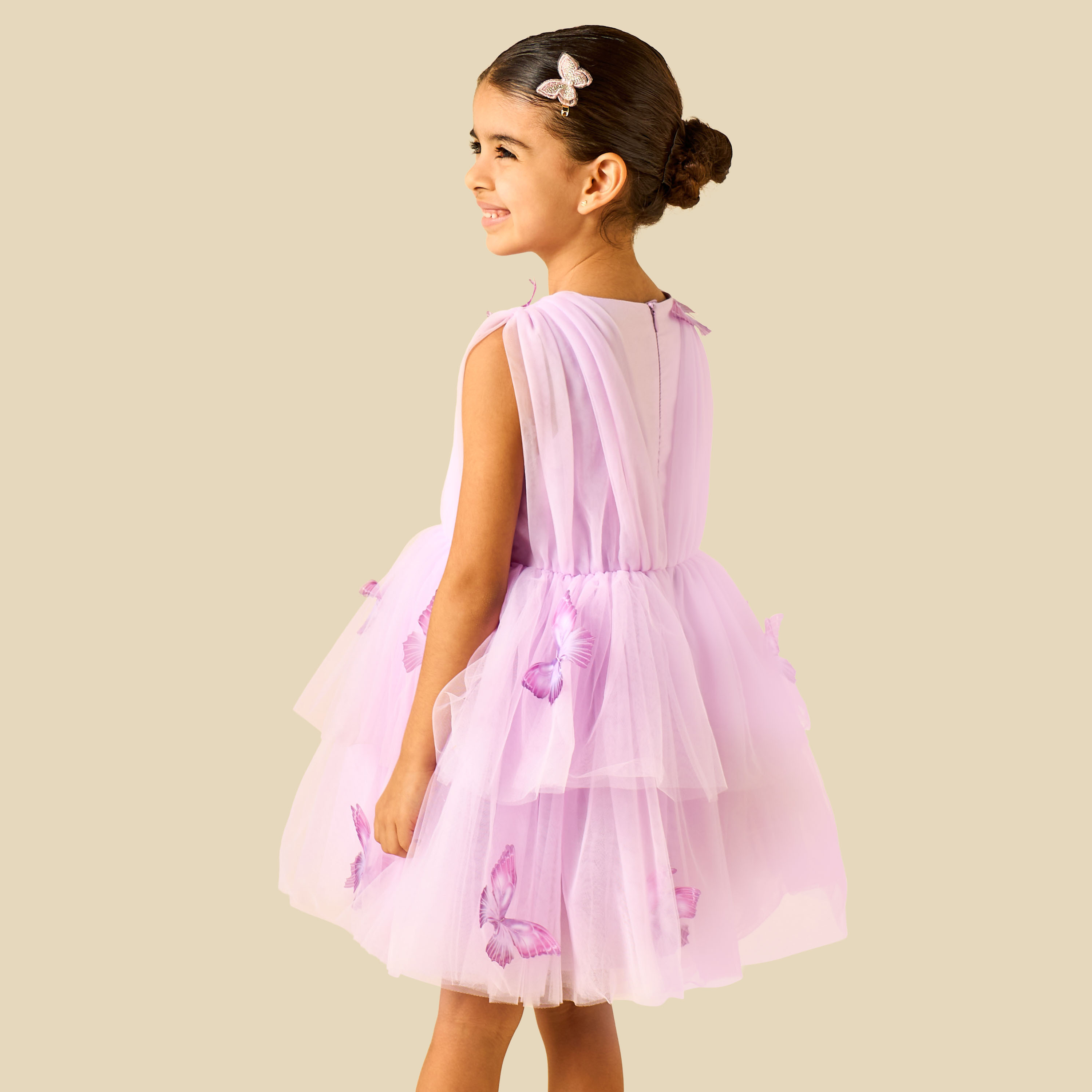 Juniors Round Neck Sleeveless Dress with Butterfly Applique-girls-clothing-dressesandjumpsuits-image-3