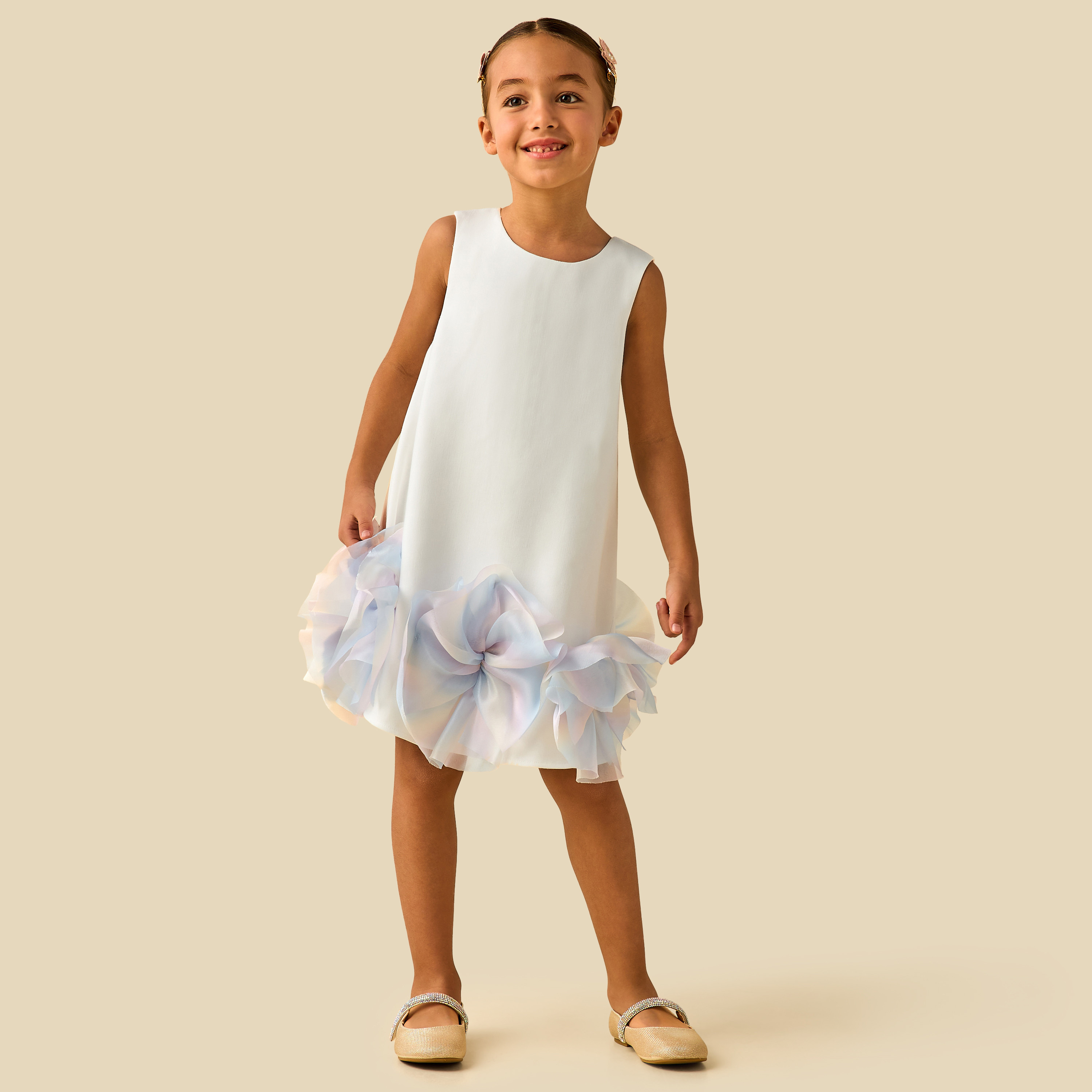Juniors Round Neck Sleeveless A-line Dress with Floral Applique-girls-clothing-dressesandjumpsuits-image-2
