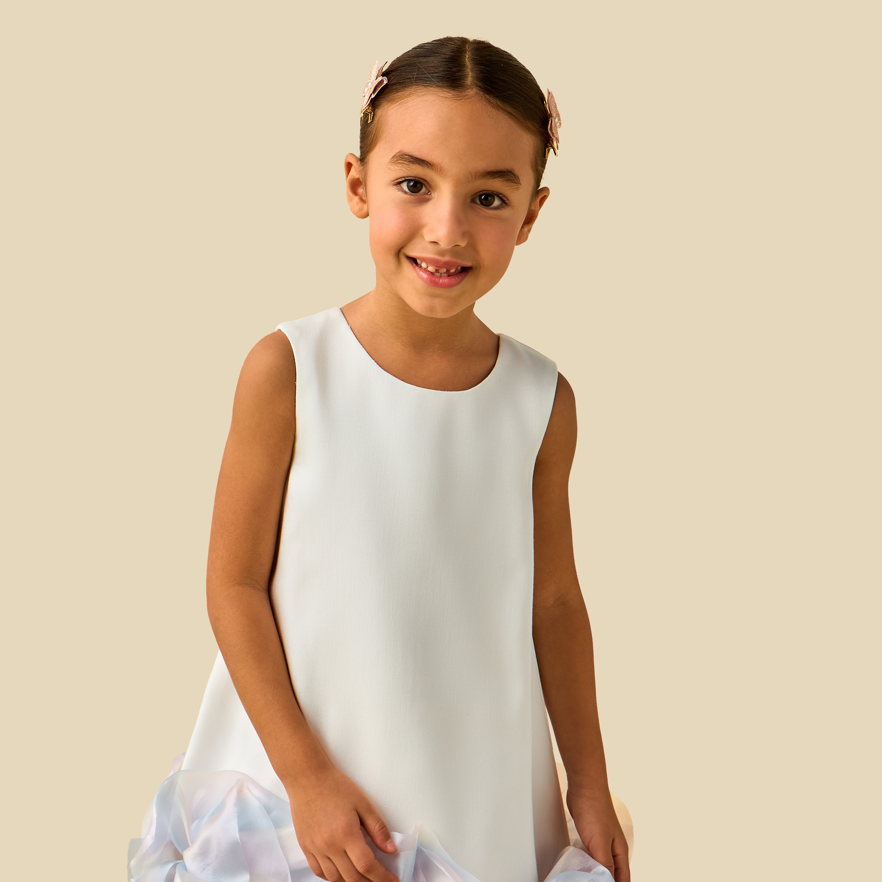 Juniors Round Neck Sleeveless A-line Dress with Floral Applique-girls-clothing-dressesandjumpsuits-image-5
