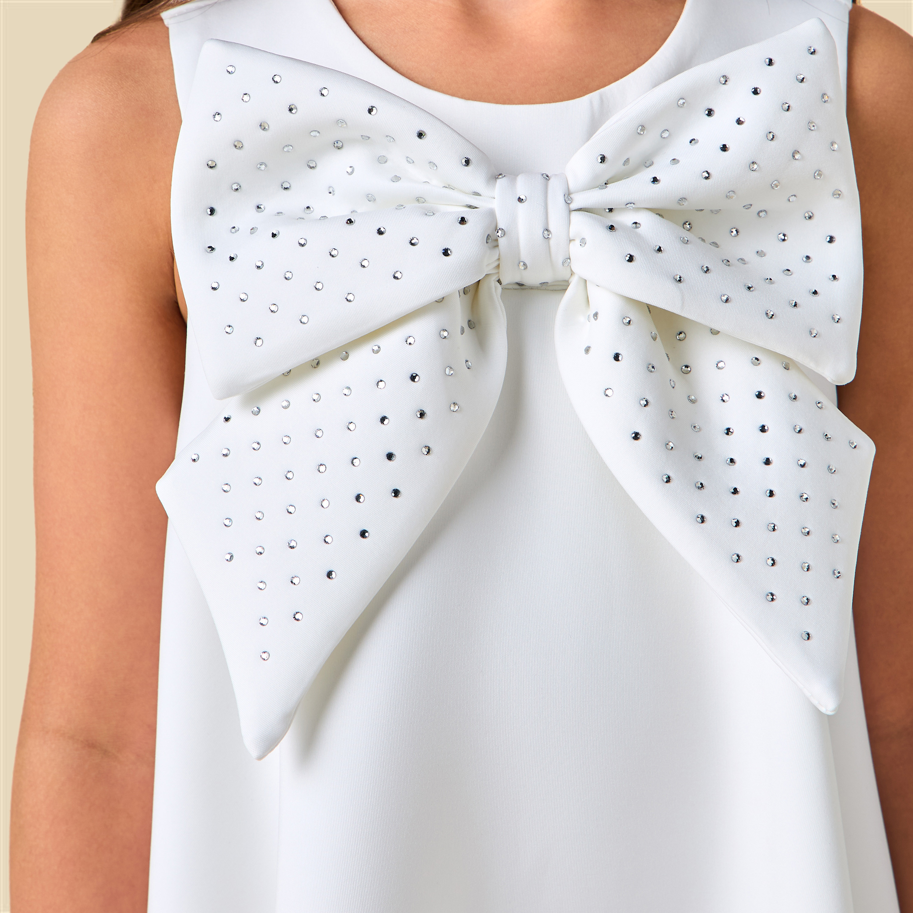 Juniors Round Neck Sleeveless Dress with Bow Embellishment-girls-clothing-dressesandjumpsuits-image-5