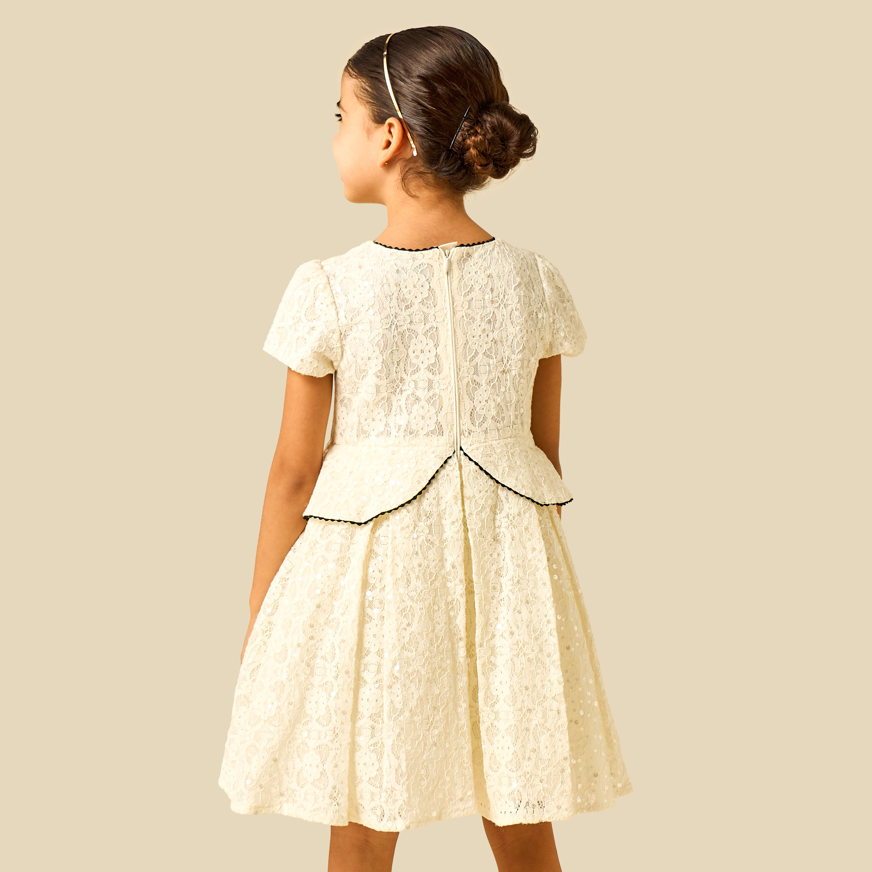 Juniors Round Neck Short Sleeves Dress with Embellished Detail-girls-clothing-dressesandjumpsuits-image-3