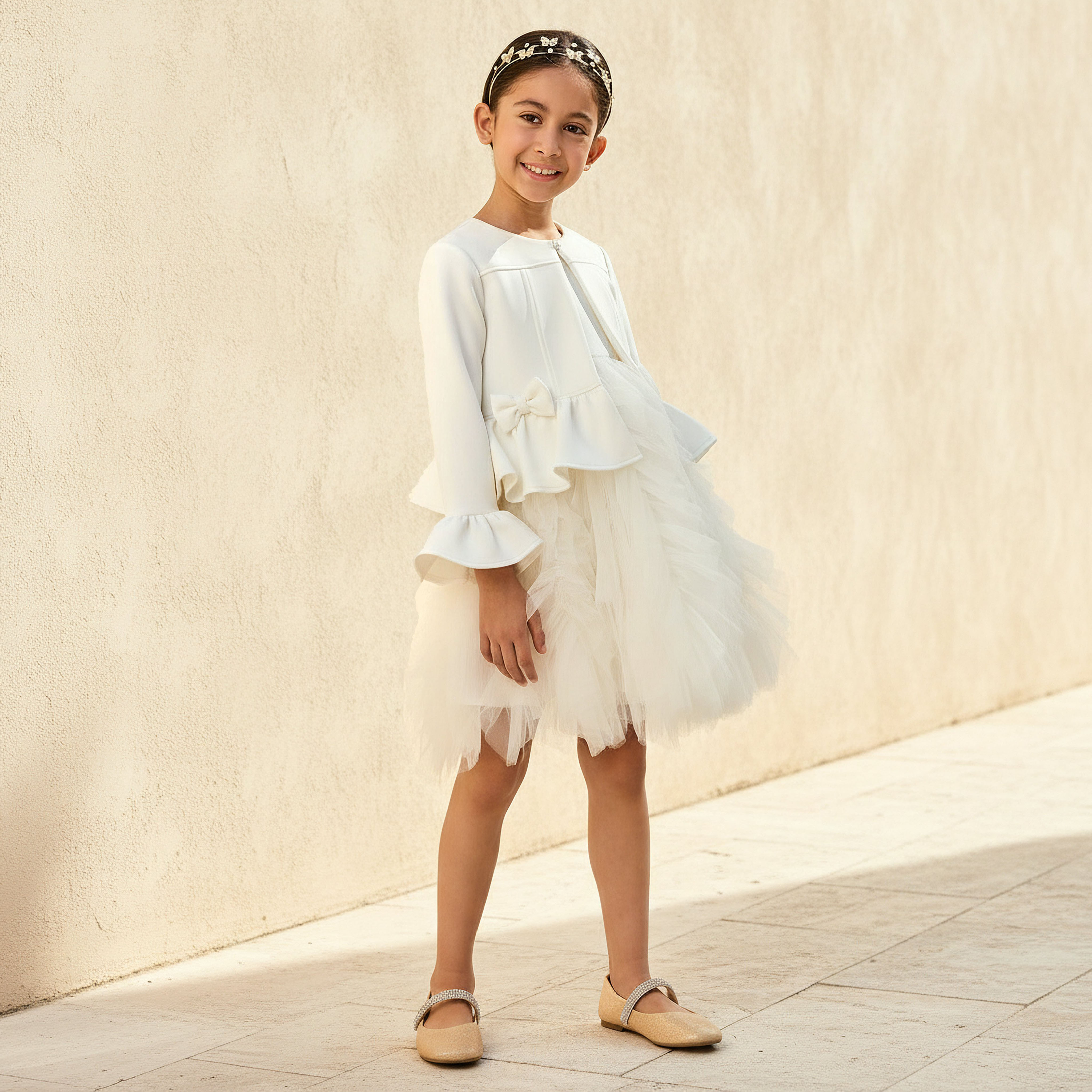 Juniors Round Neck Sleeveless Dress with Peplum Jacket-girls-clothing-dressesandjumpsuits-image-2