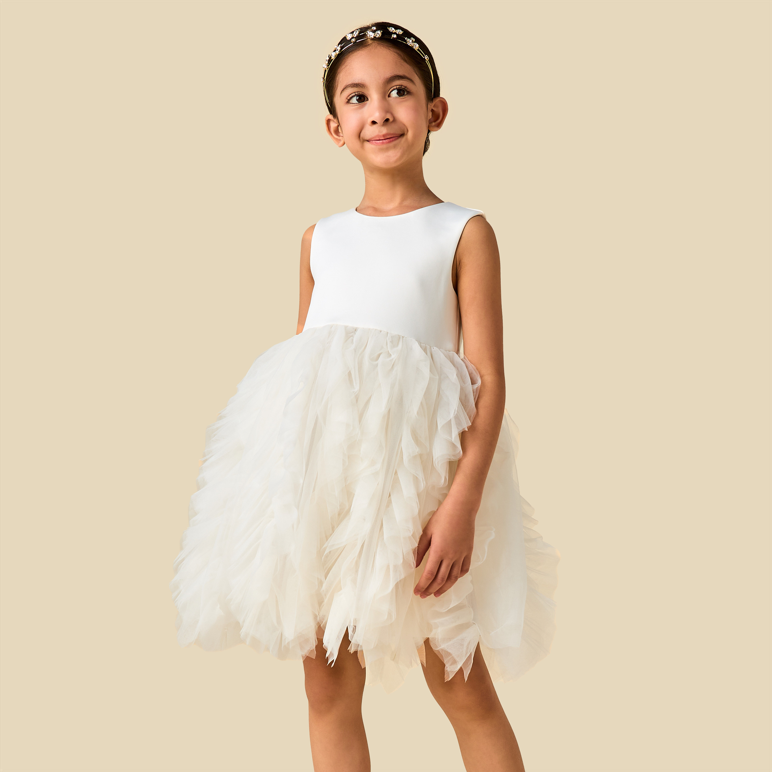 Juniors Round Neck Sleeveless Dress with Peplum Jacket-girls-clothing-dressesandjumpsuits-image-3