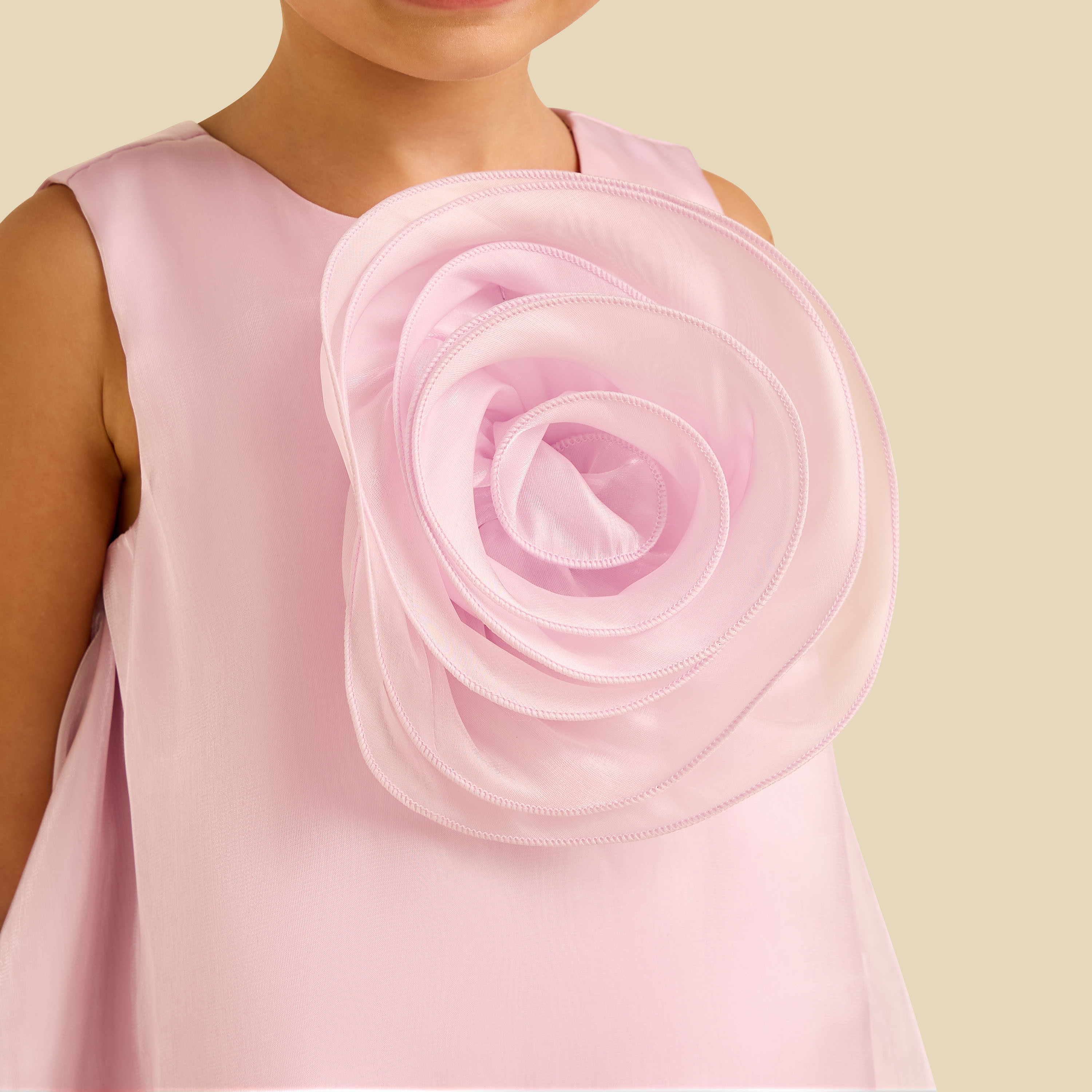 Juniors Round Neck Sleeveless Dress with Floral Applique-girls-clothing-dressesandjumpsuits-image-5