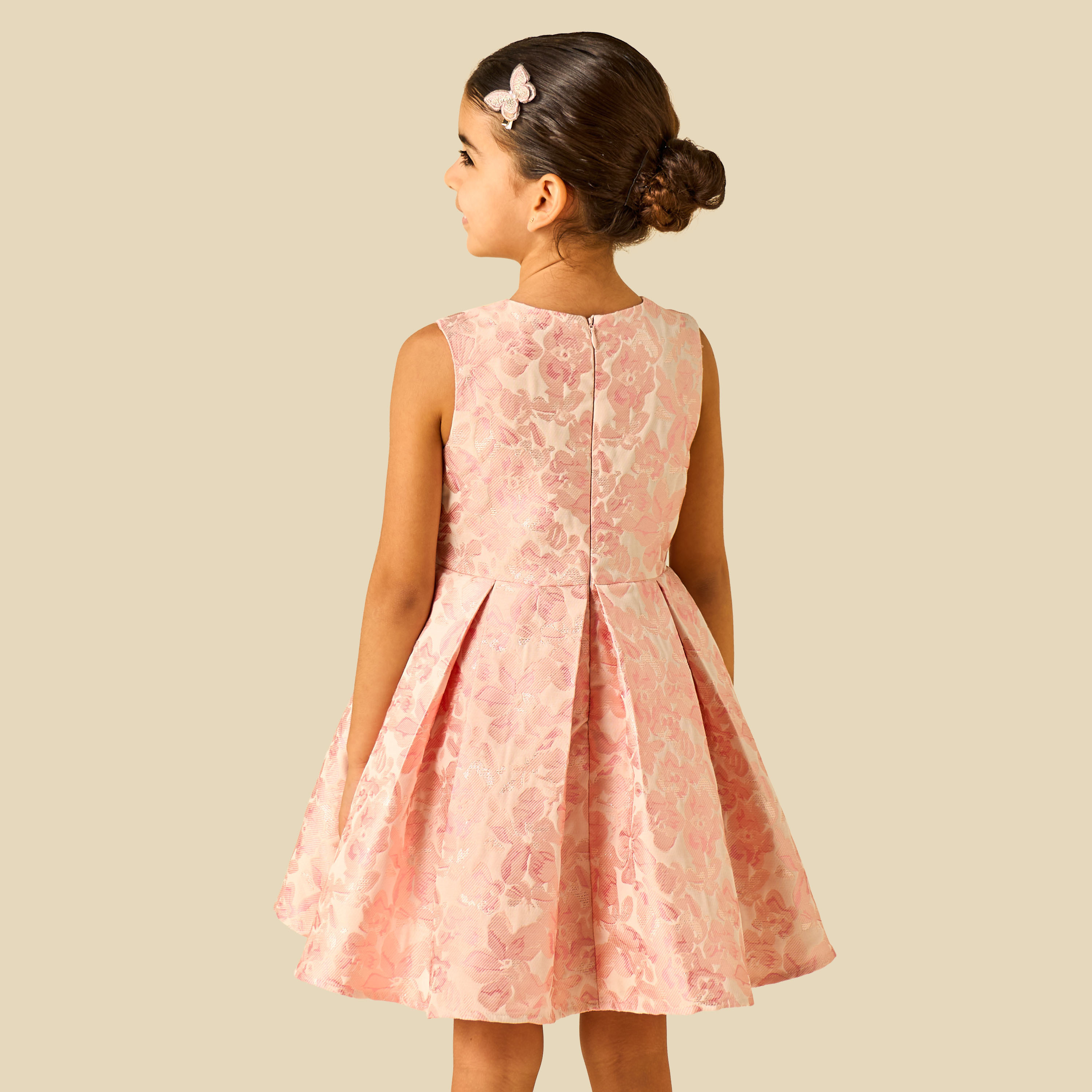 Juniors Round Neck Sleeveless Dress with Floral Print-girls-clothing-dressesandjumpsuits-image-3