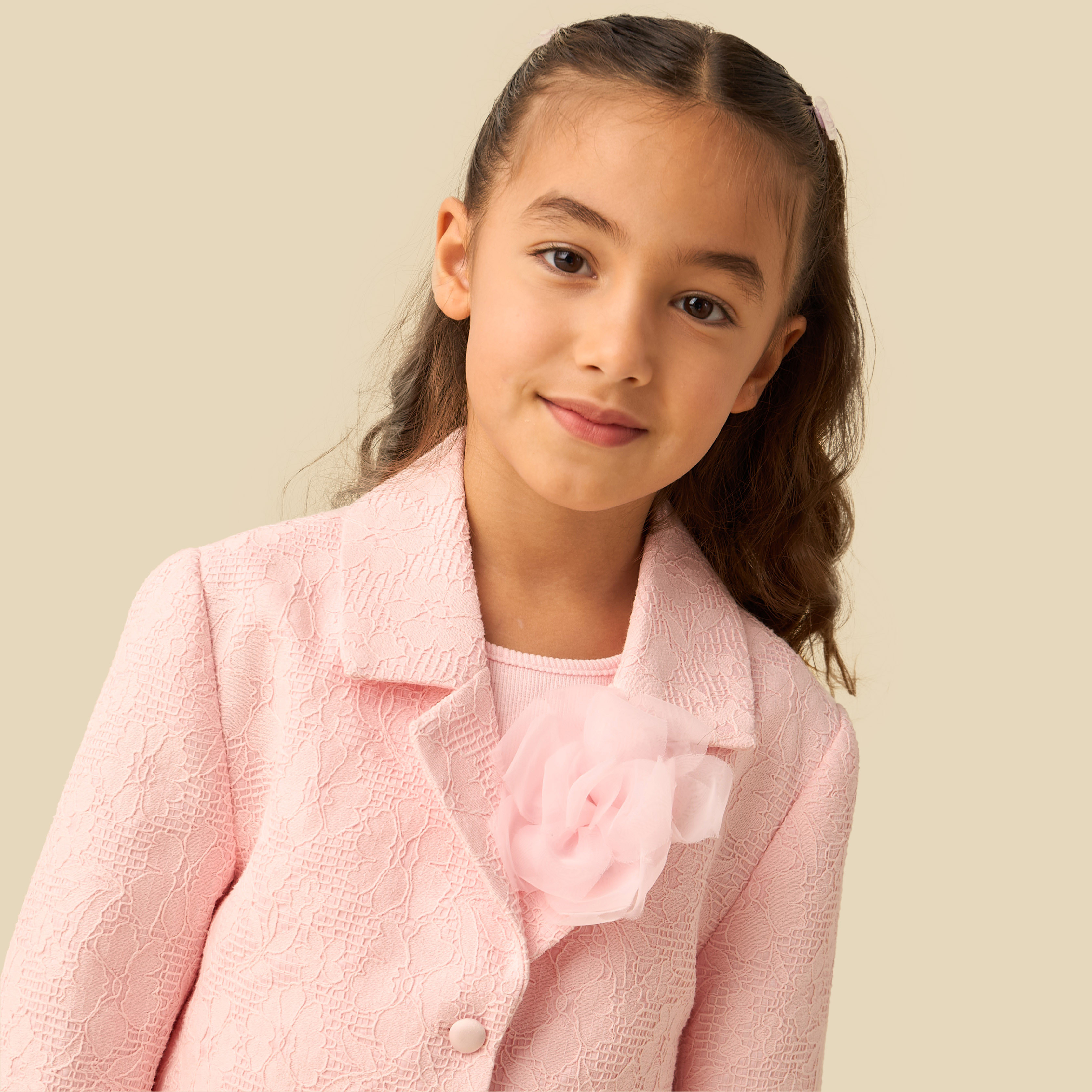 فستان دون أكمام بياقة مستديرة مع بليزر بتصميم أزهار بارز الملمس من جونيورز-girls-clothing-dressesandjumpsuits-image-3