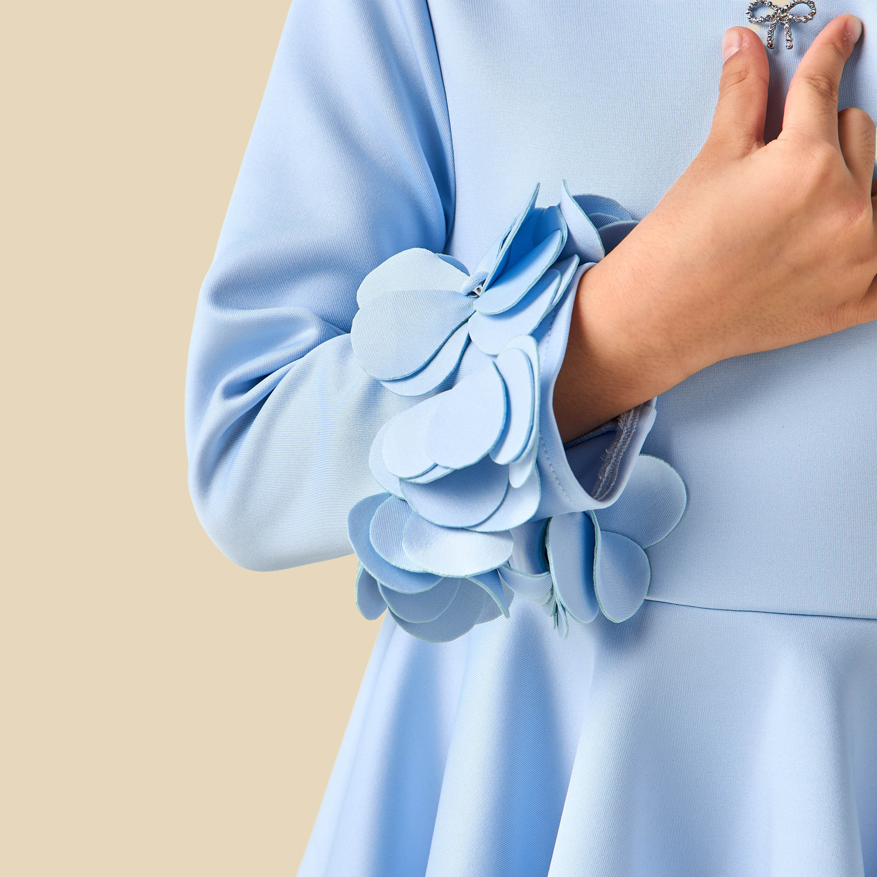 Juniors Round Neck Long Sleeves Tiered Dress with Ruffle Detail-girls-clothing-dressesandjumpsuits-image-5