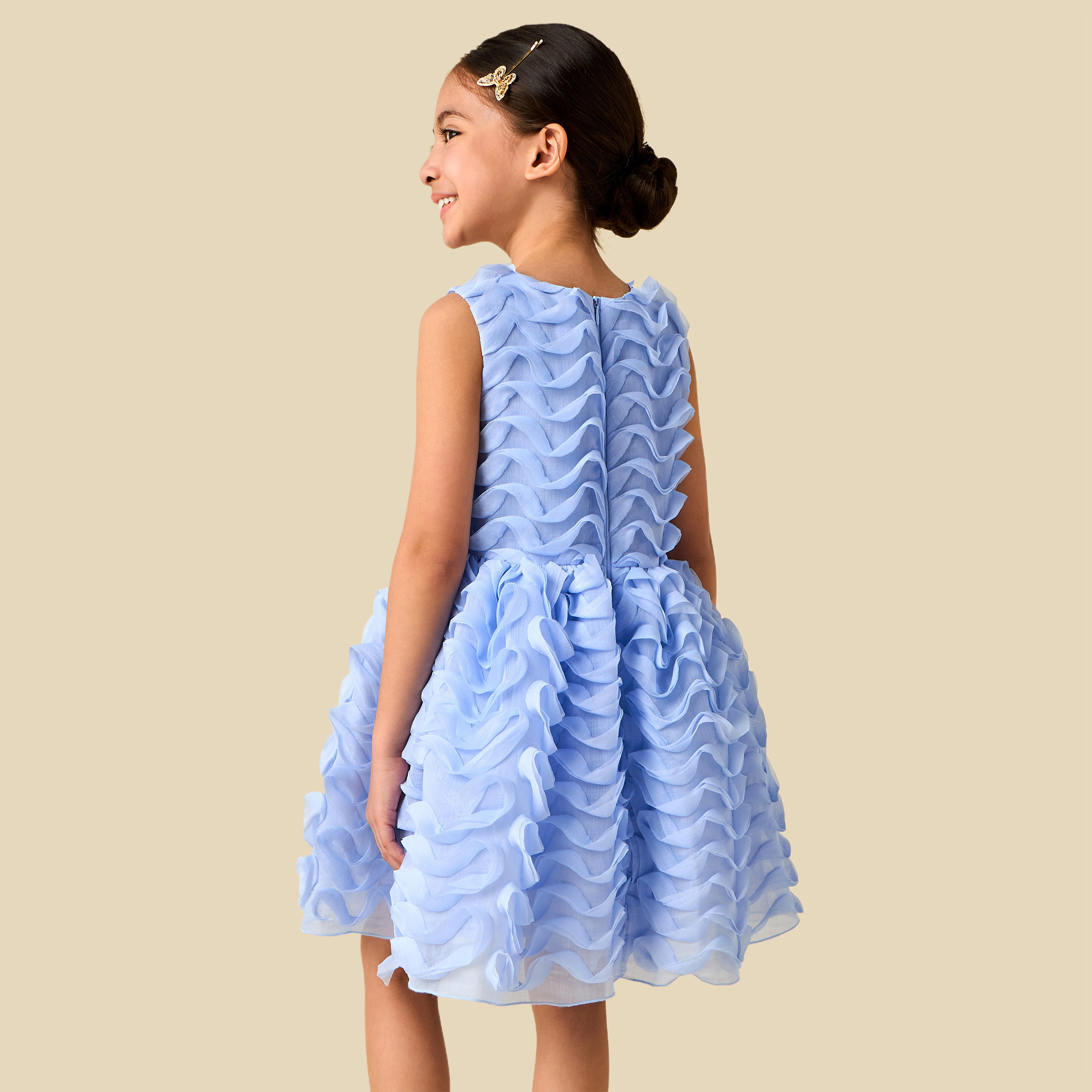 Juniors Round Neck Sleeveless Dress with Ruffle Detail-girls-clothing-dressesandjumpsuits-image-5