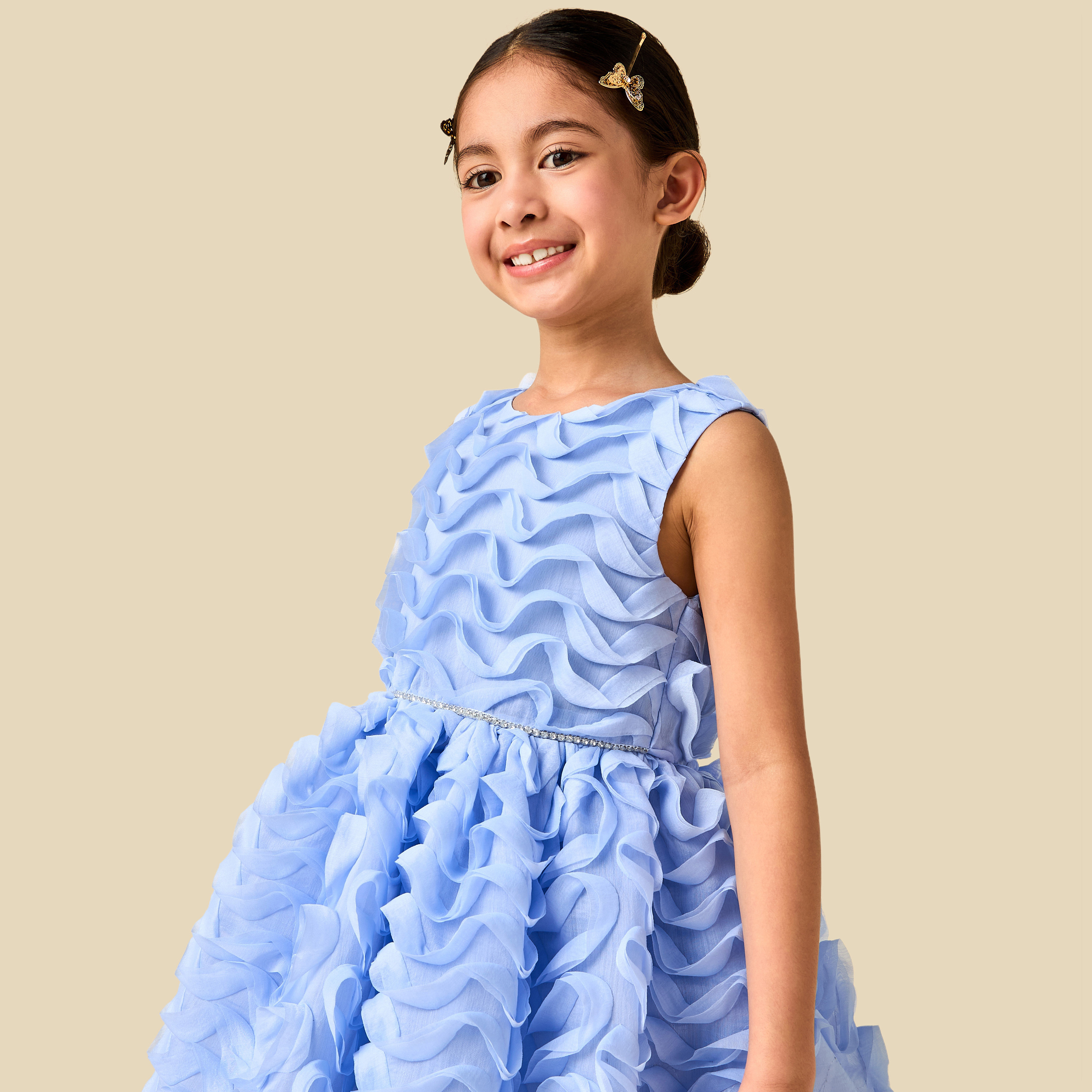 Juniors Round Neck Sleeveless Dress with Ruffle Detail-girls-clothing-dressesandjumpsuits-image-6