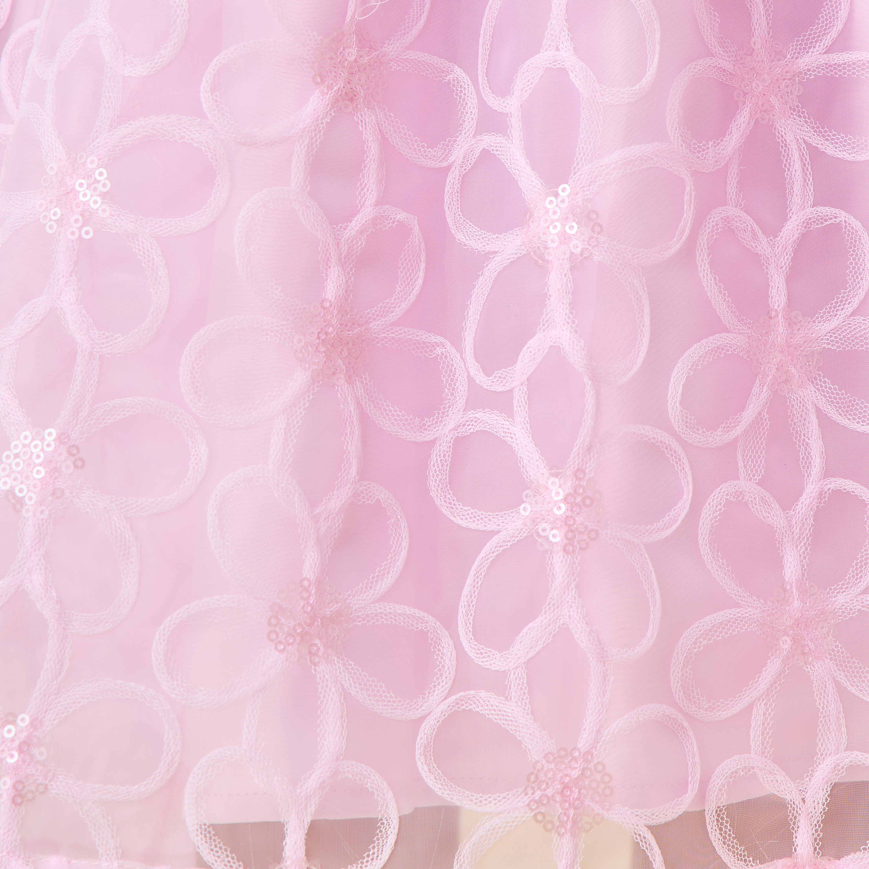 Juniors Round Neck Puff Sleeves Knee Length A-line Prom Dress with Floral Embroidery-girls-clothing-dressesandjumpsuits-image-6