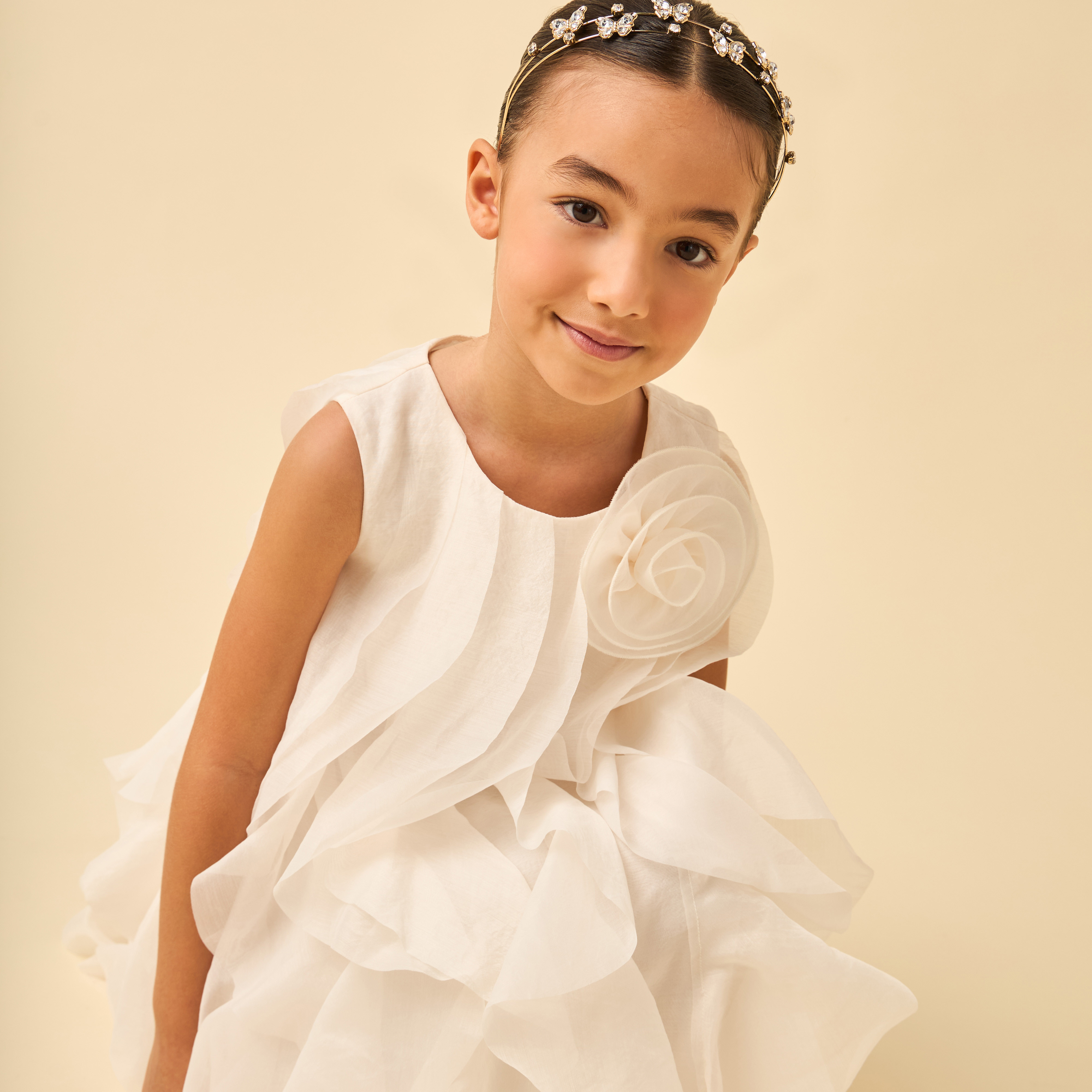 Juniors Round Neck Sleeveless A-line Dress with Ruffle Detail-girls-clothing-dressesandjumpsuits-image-5