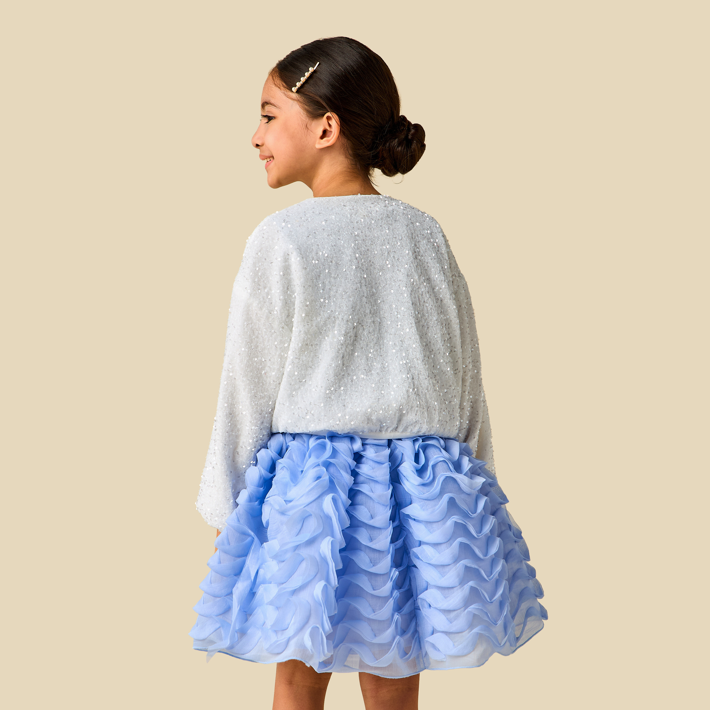 جاكيت برقبة ضيقة وأكمام طويلة منفوخة وترتر من جونيورز-baby-girls-clothing-jacketsandcoats-image-4