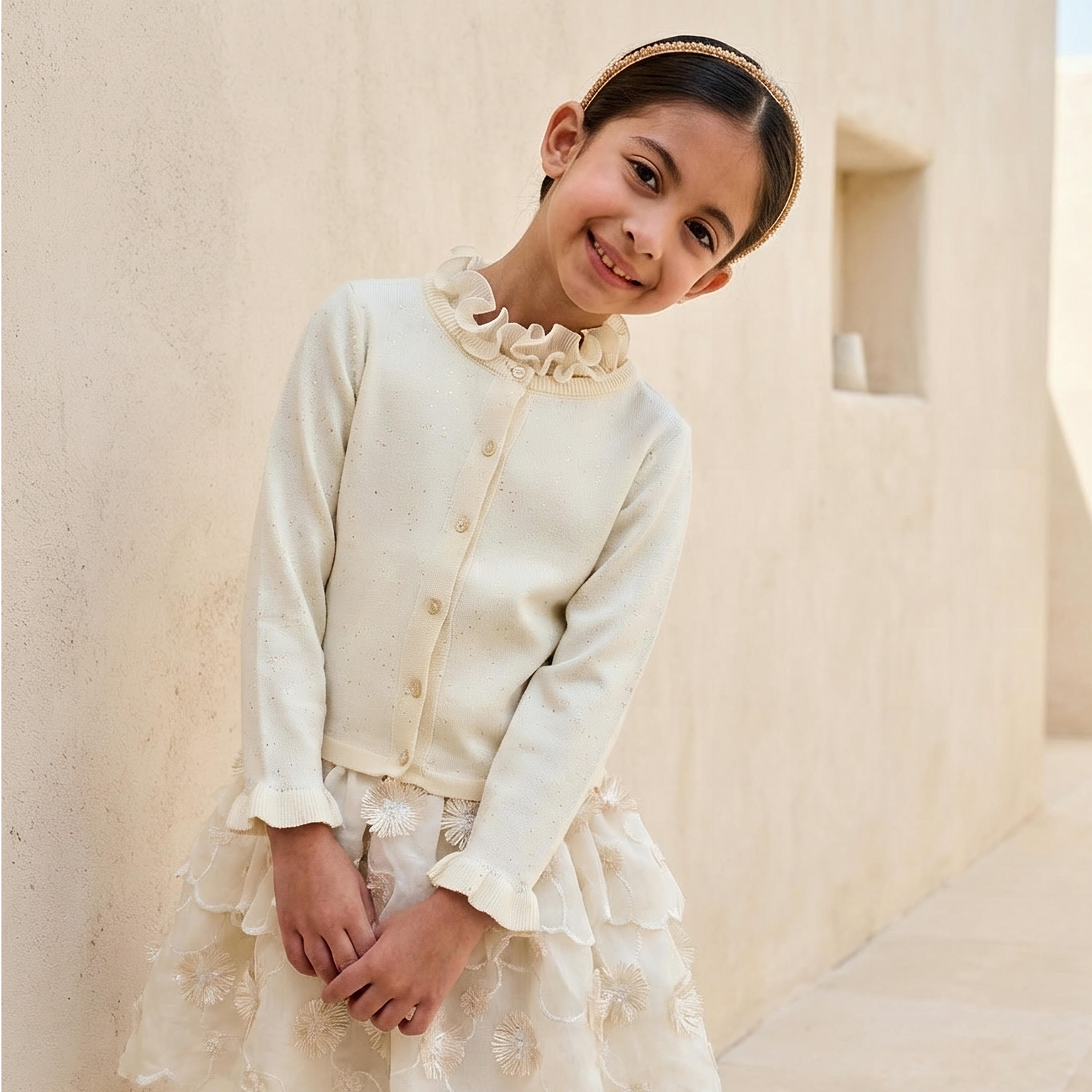 Juniors Sequin Embellished Cardigan with Long Sleeves-baby-girls-clothing-jumpersandcardigans-image-2