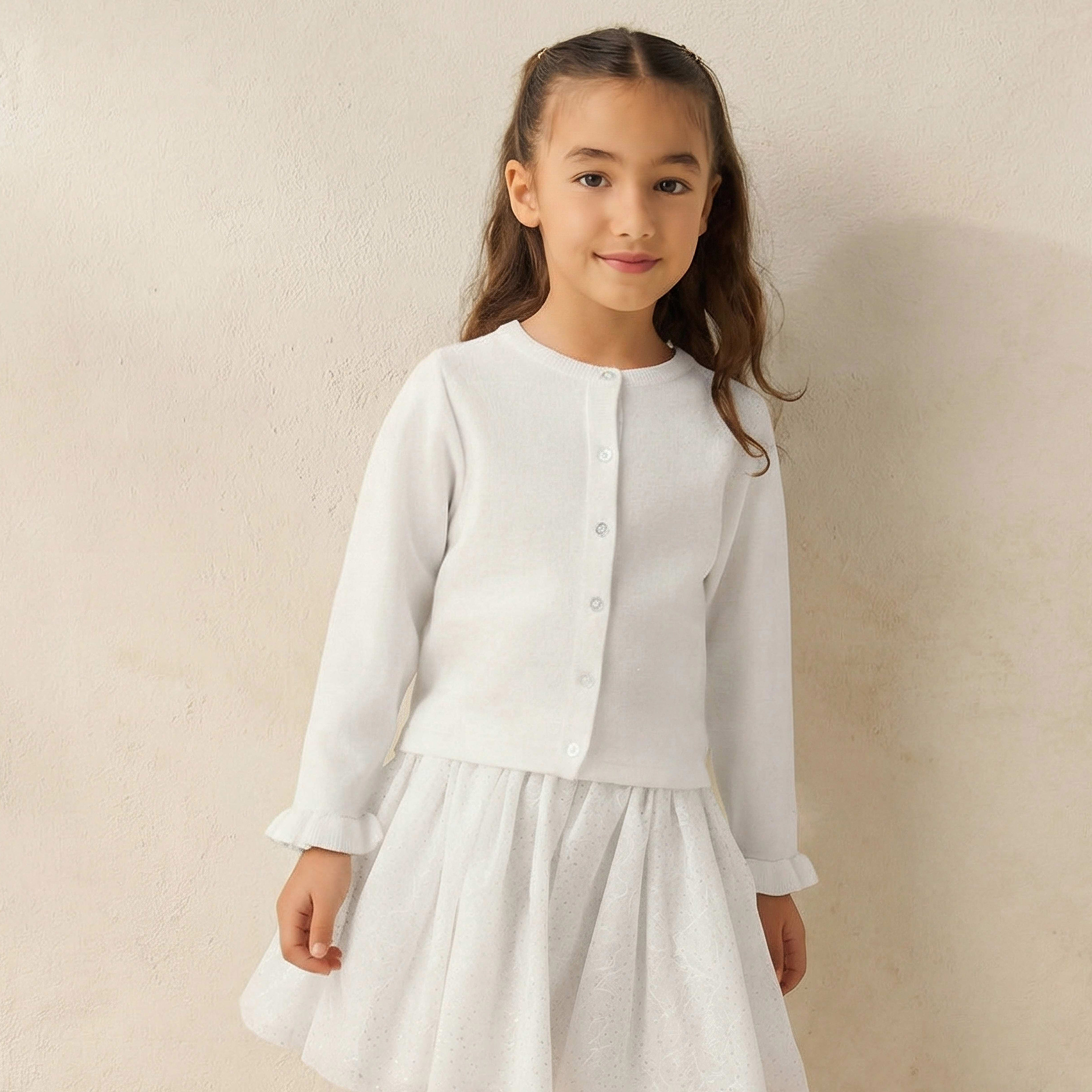 Juniors Textured Cardigan with Long Sleeves-girls-clothing-winterwear-jumpersandcardigans-image-1