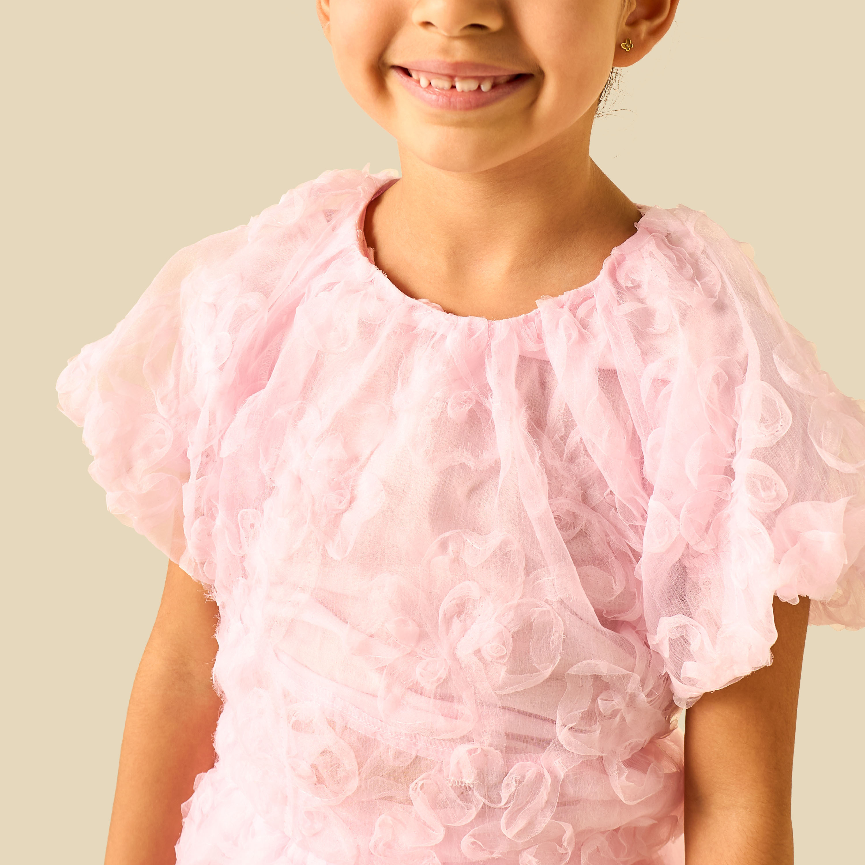 Juniors Crew Neck Short Sleeves Top and Skirt Set with Floral Texture-baby-girls-clothing-setsandcoords-image-4