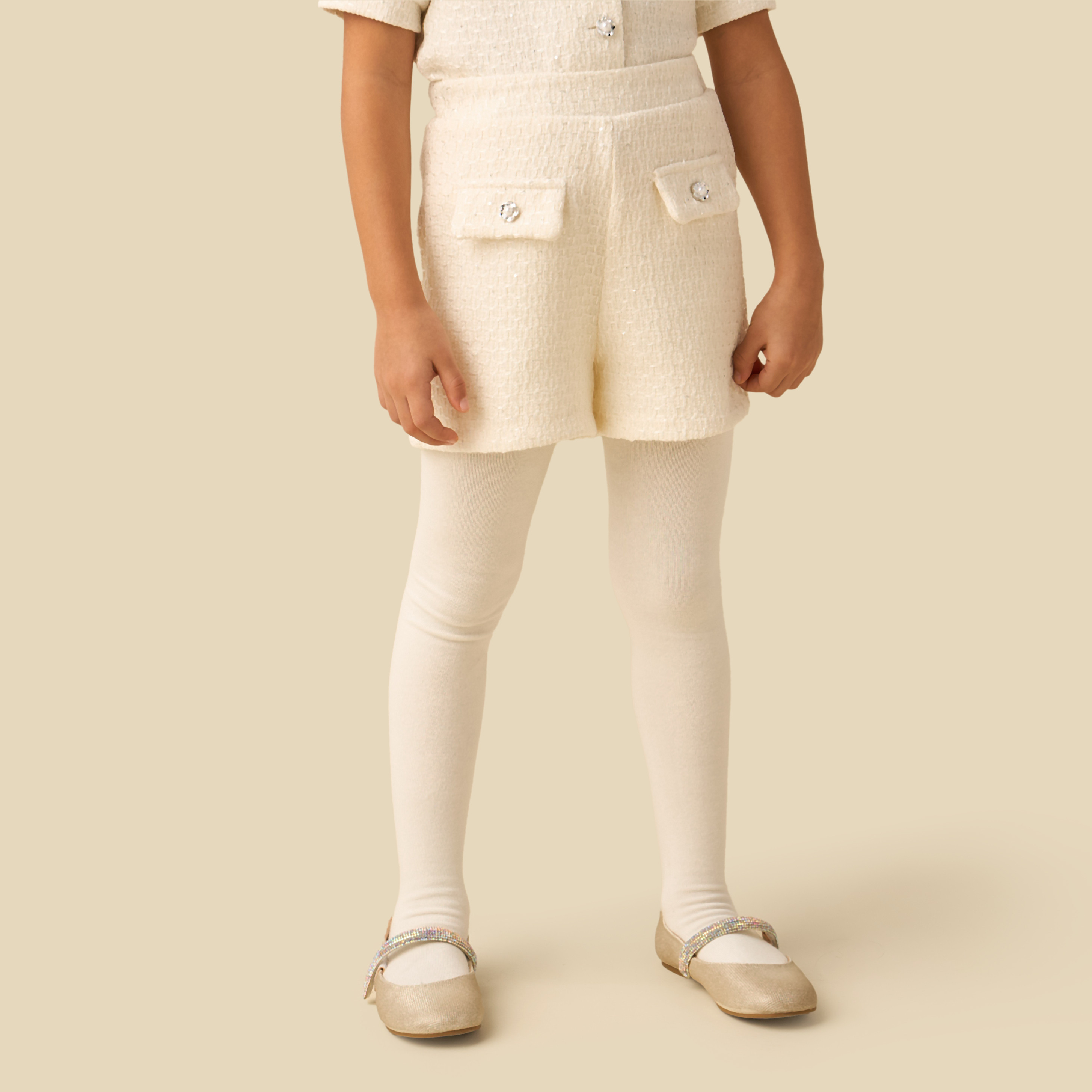 Juniors Collared Short Sleeves Jacket and Shorts Set with Tights-girls-clothing-winterwear-setsandcoords-image-3