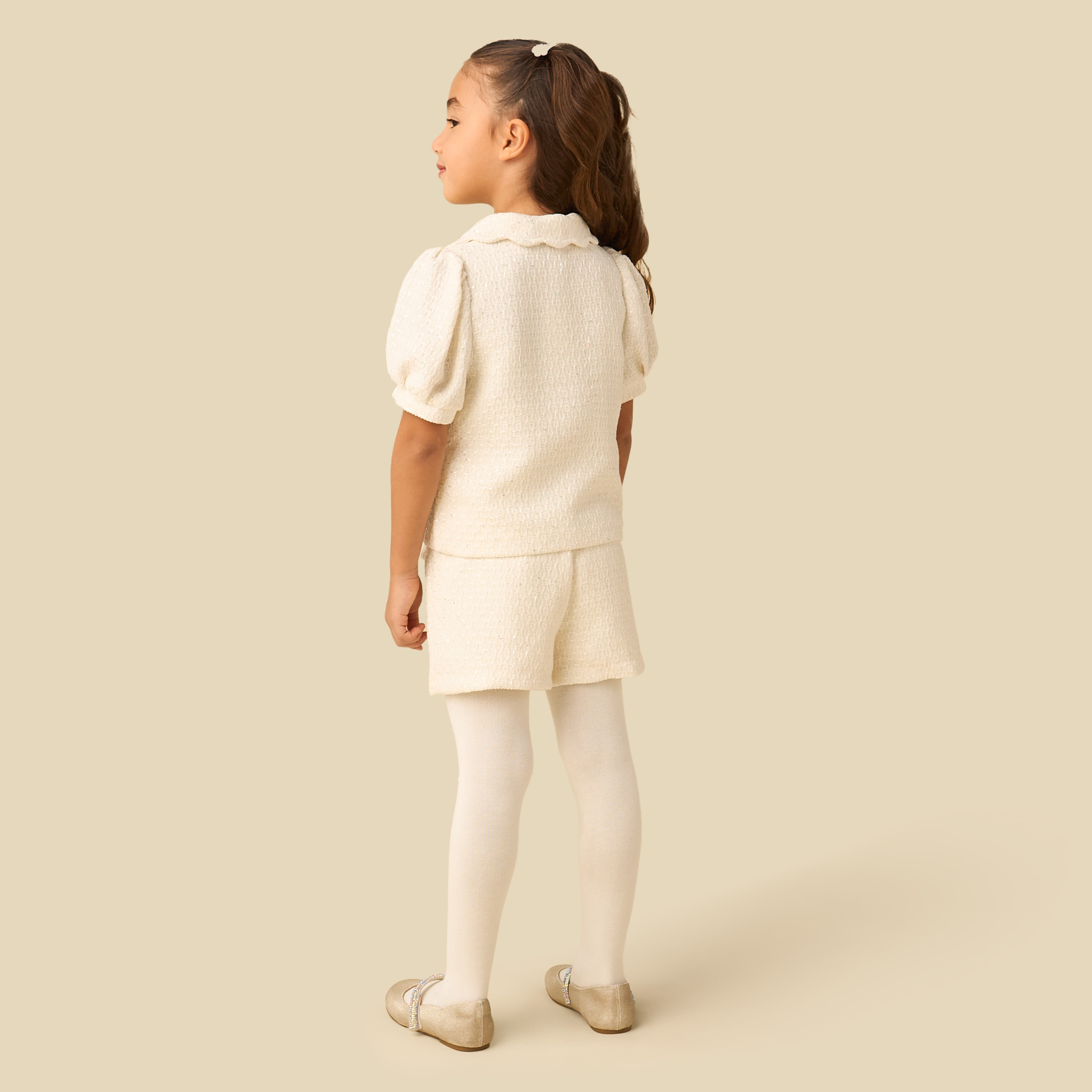 Juniors Collared Short Sleeves Jacket and Shorts Set with Tights-girls-clothing-winterwear-setsandcoords-image-4