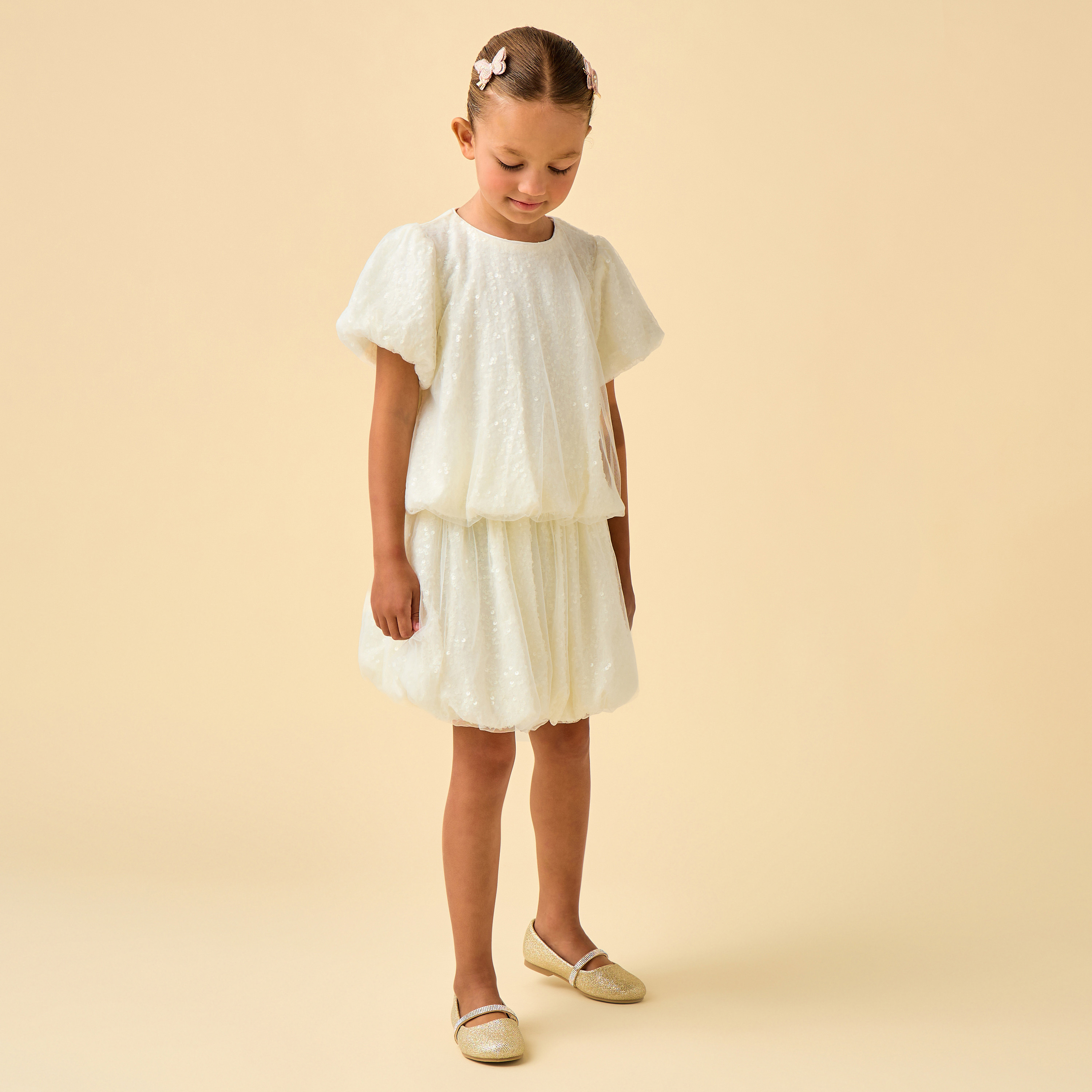 Juniors Crew Neck Short Sleeves Top and Skirt Set with Sequin Detail-baby-girls-clothing-setsandcoords-image-3