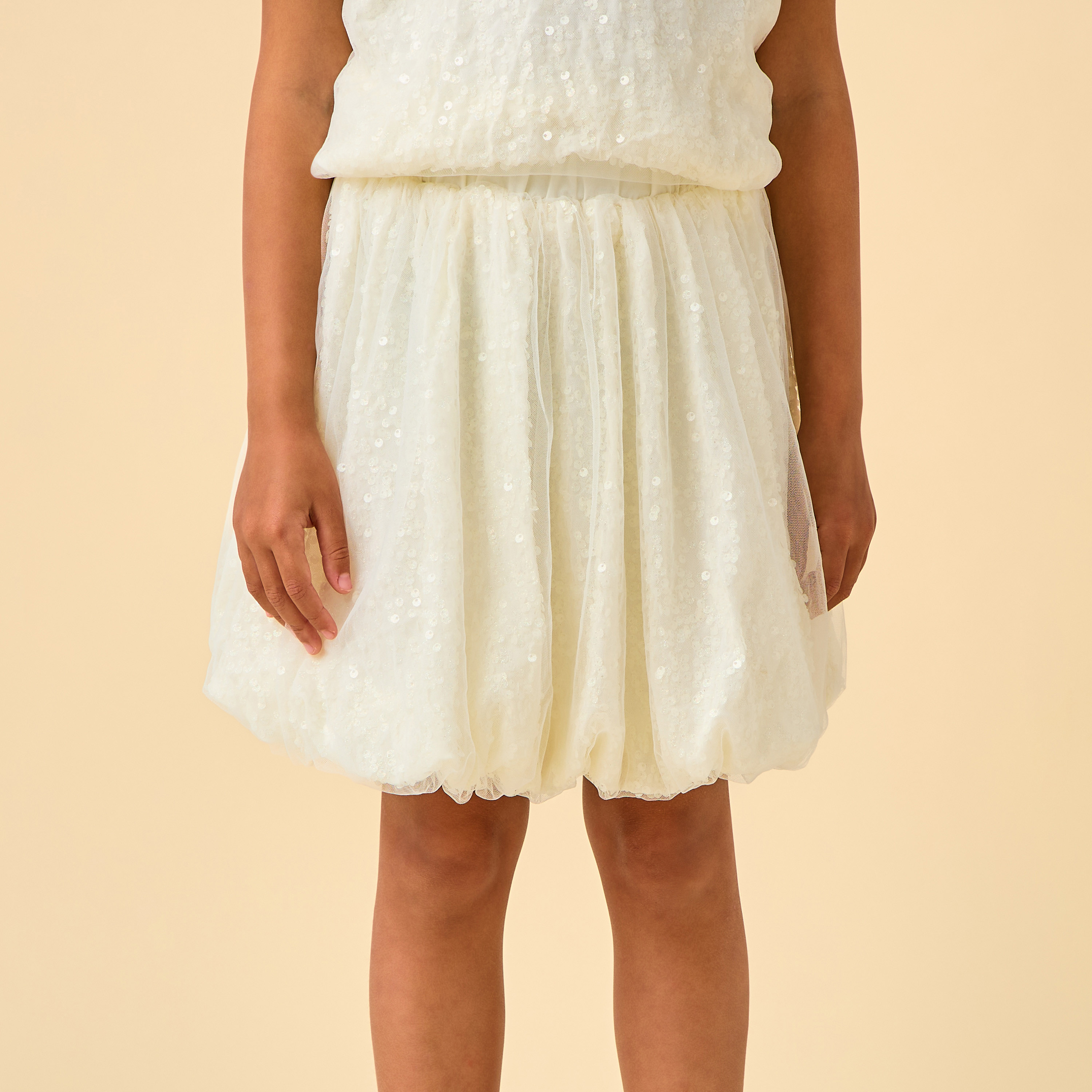 Juniors Crew Neck Short Sleeves Top and Skirt Set with Sequin Detail-baby-girls-clothing-setsandcoords-image-5