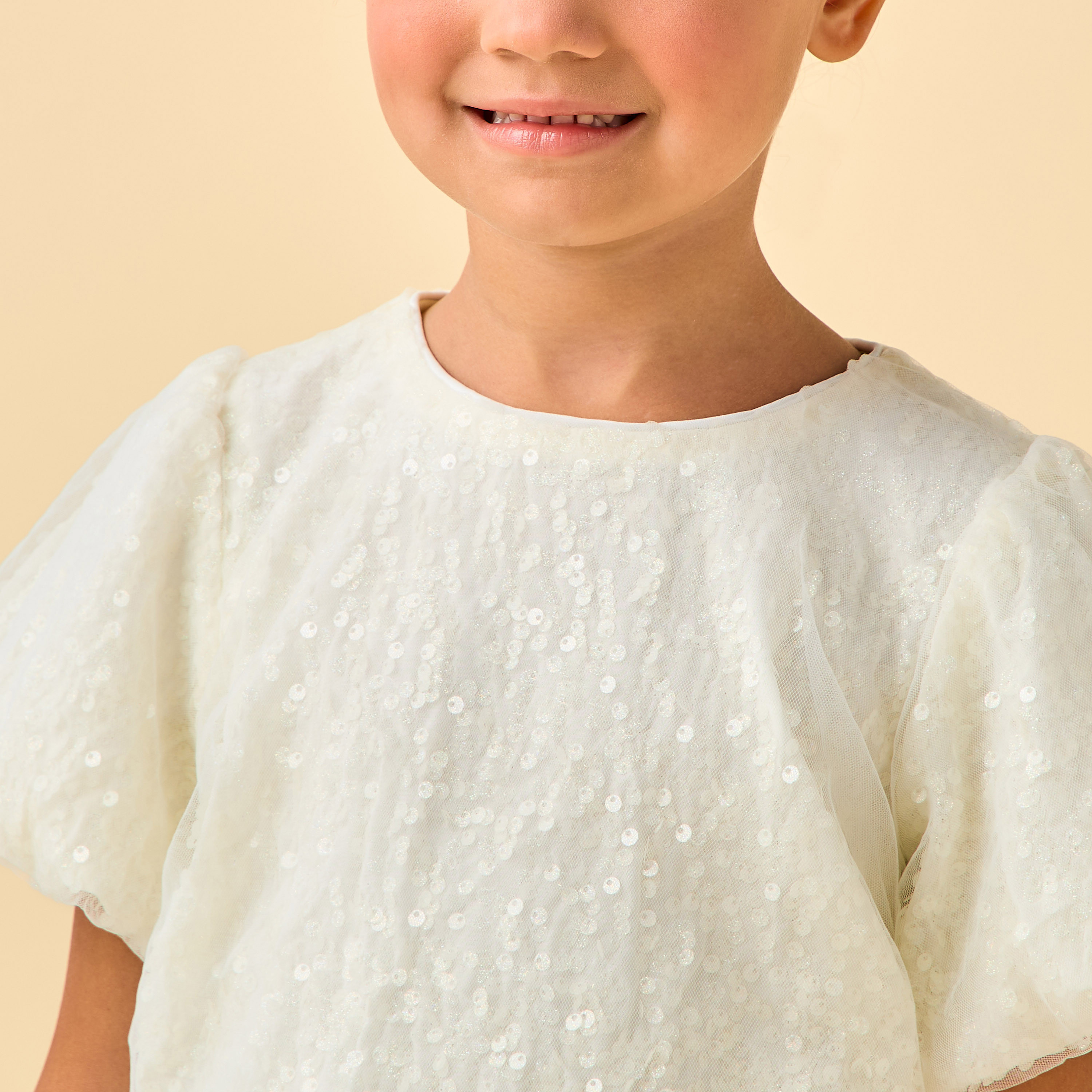 Juniors Crew Neck Short Sleeves Top and Skirt Set with Sequin Detail-baby-girls-clothing-setsandcoords-image-8