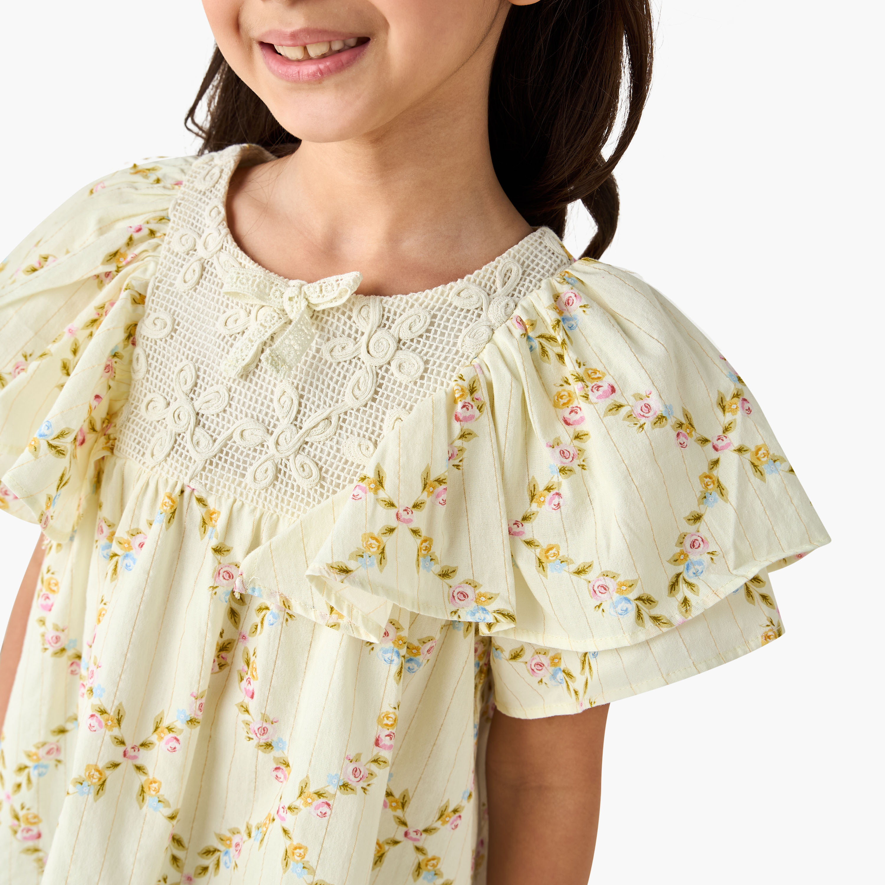 Eligo Crew Neck Short Sleeves Top with Floral Print-baby-girls-clothing-blousesandshirts-image-4