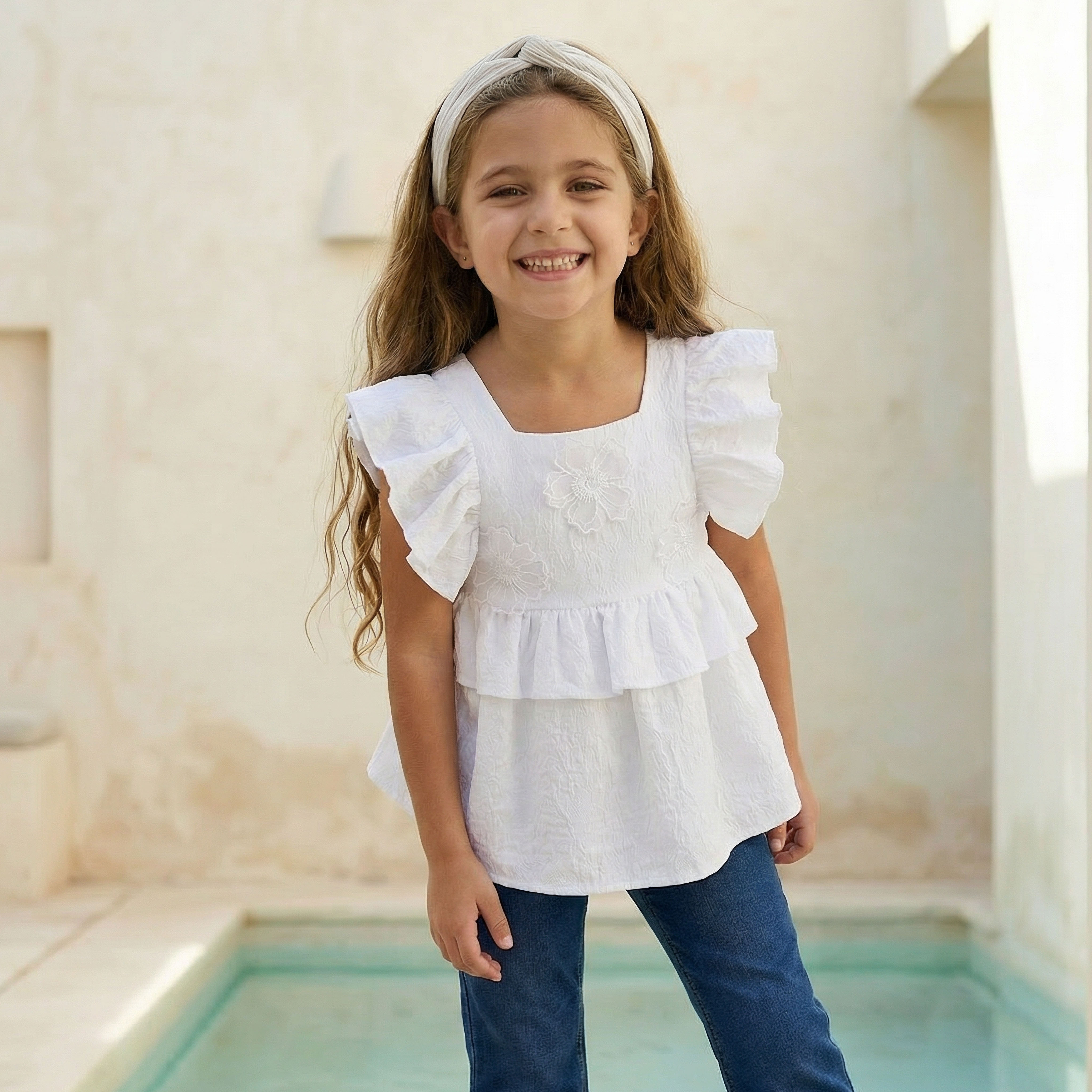 بلوزة دون أكمام بياقة مربعة وزر إغلاق من إليجو-baby-girls-clothing-blousesandshirts-image-1