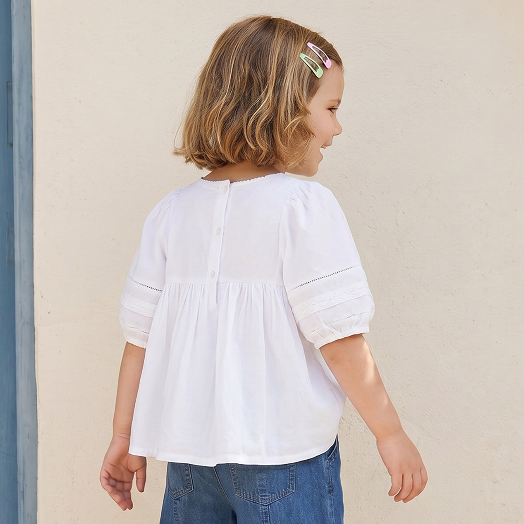 Eligo Crew Neck Short Sleeves Top with Smocked Detail-girls-clothing-blousesandshirts-image-3
