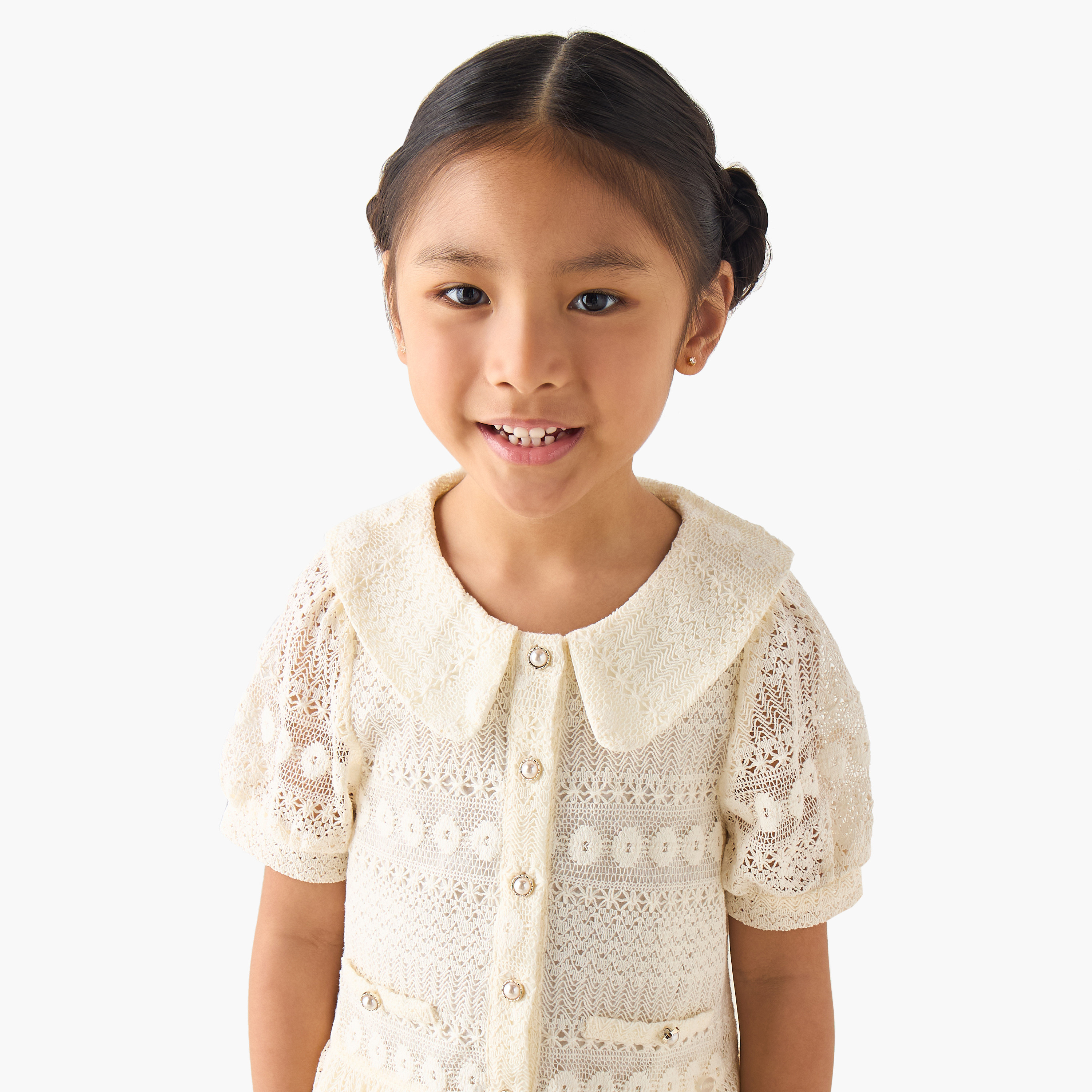 Eligo Sailor Collar Short Sleeves Peplum Top with Lace-baby-girls-clothing-blousesandshirts-image-4