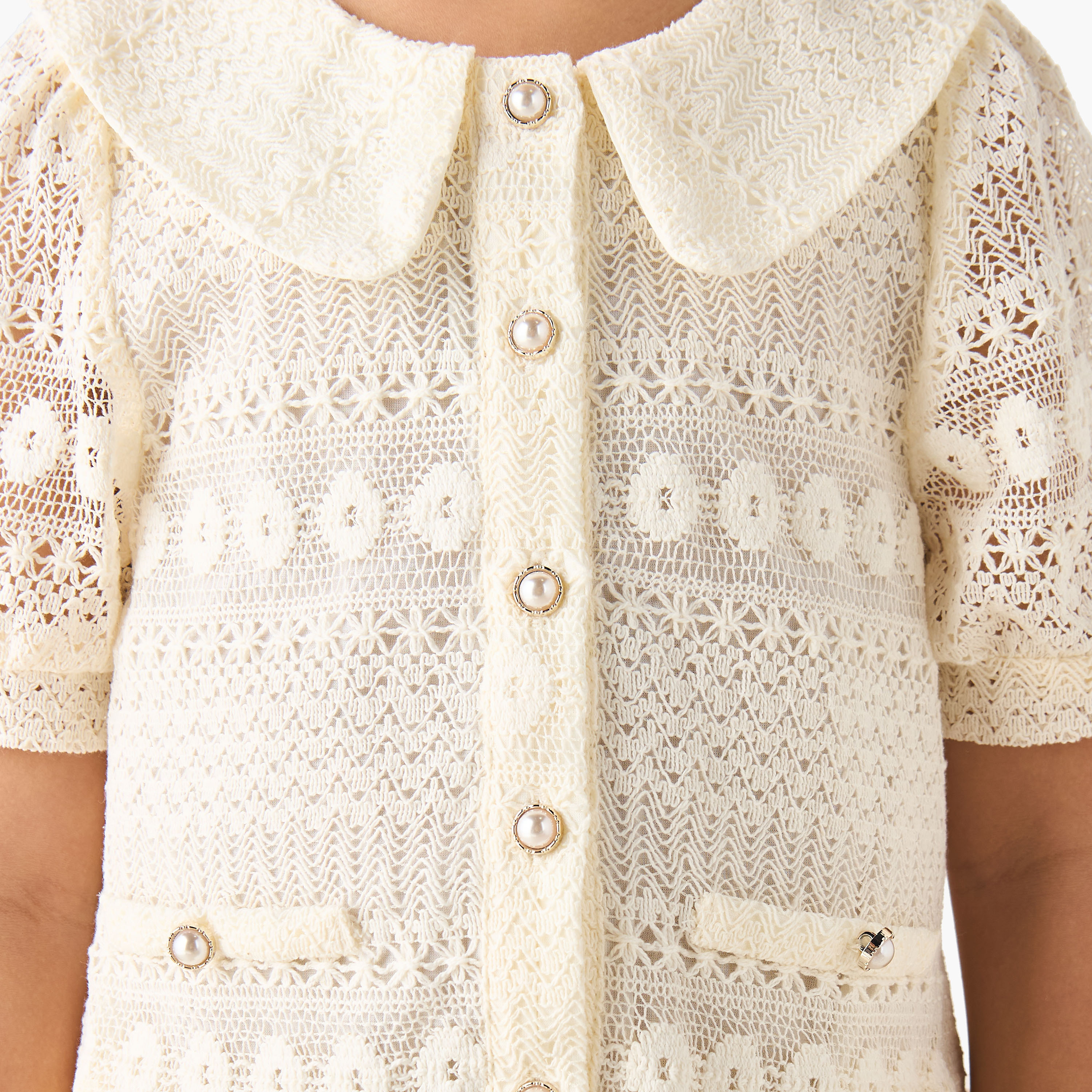 Eligo Sailor Collar Short Sleeves Peplum Top with Lace-baby-girls-clothing-blousesandshirts-image-5