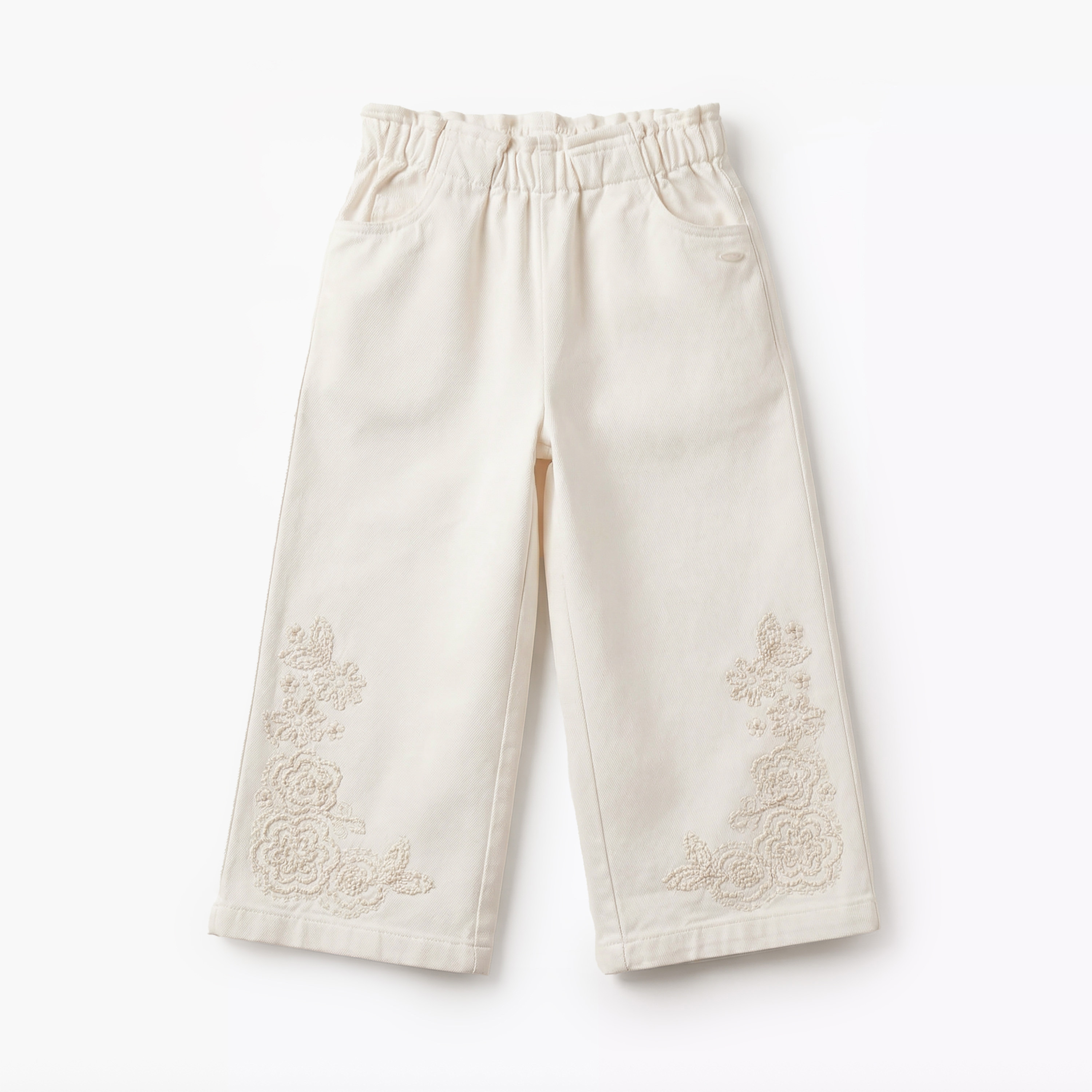 بنطلون واسع الساقين بخصر بيبر باج وتفاصيل مطرزة من إليجو-baby-girls-clothing-bottoms-trousers-image-4