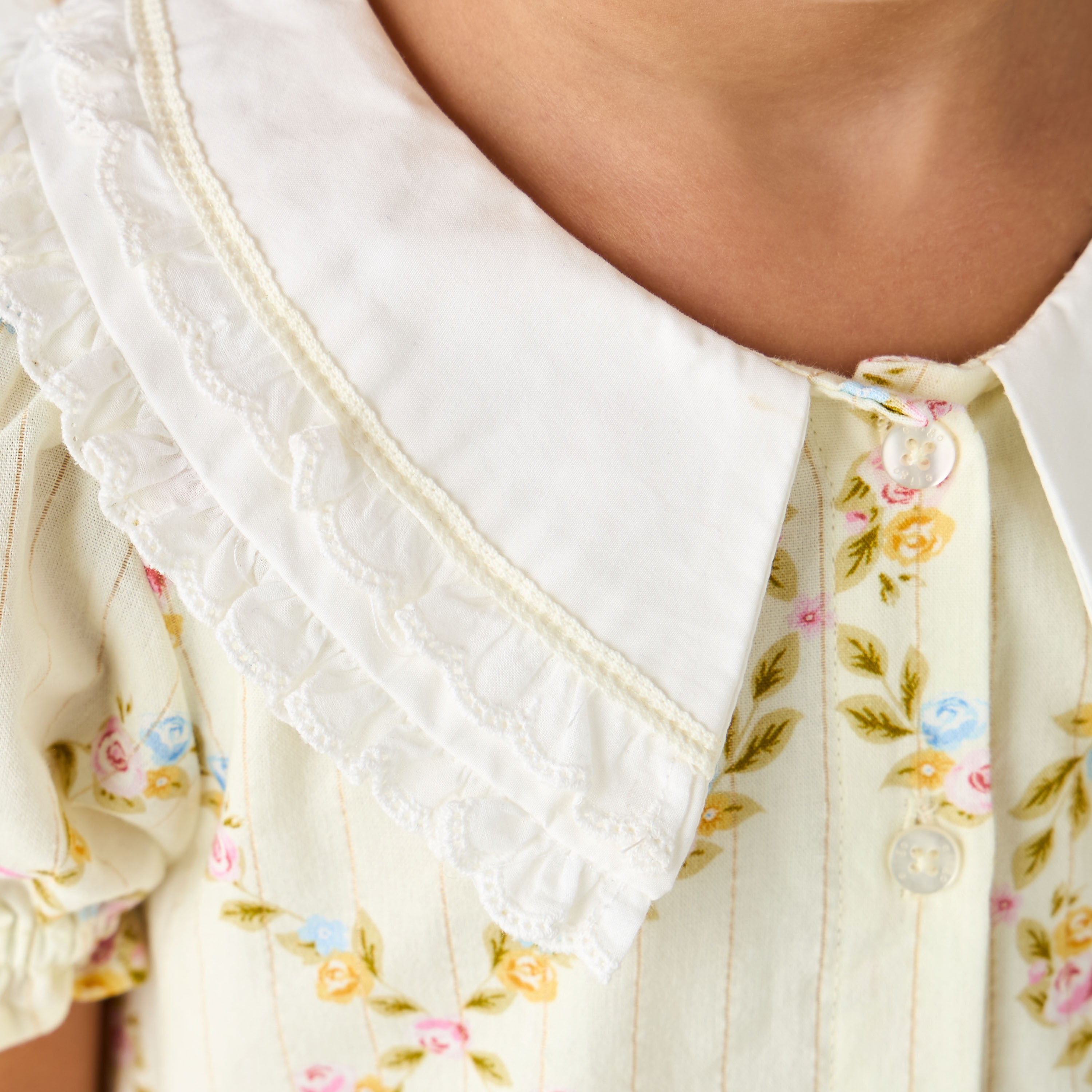 Eligo Peter Pan Collar Puff Sleeve Dress with Button Placket-girls-clothing-dressesandjumpsuits-image-5