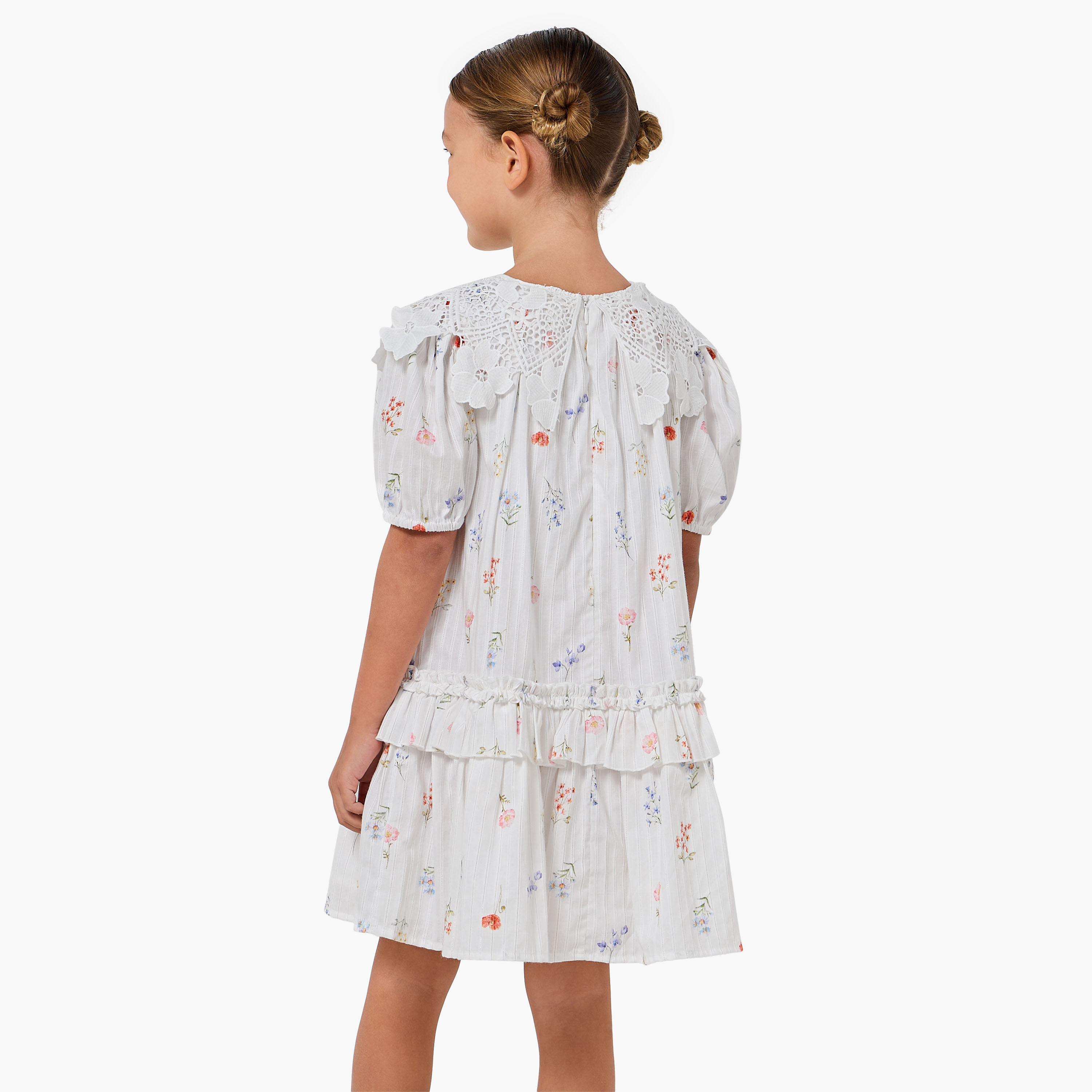 Eligo Round Neck Short Sleeve Dress with Botanical Print-girls-clothing-dressesandjumpsuits-image-3