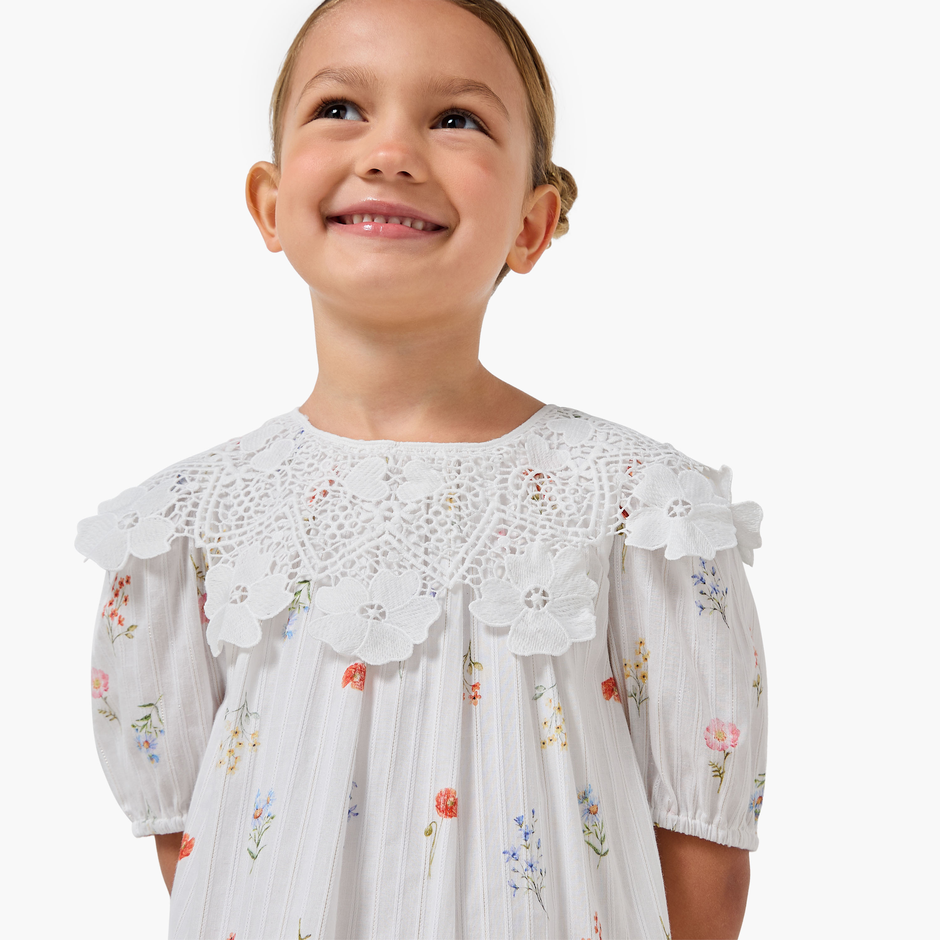 Eligo Round Neck Short Sleeve Dress with Botanical Print-girls-clothing-dressesandjumpsuits-image-4