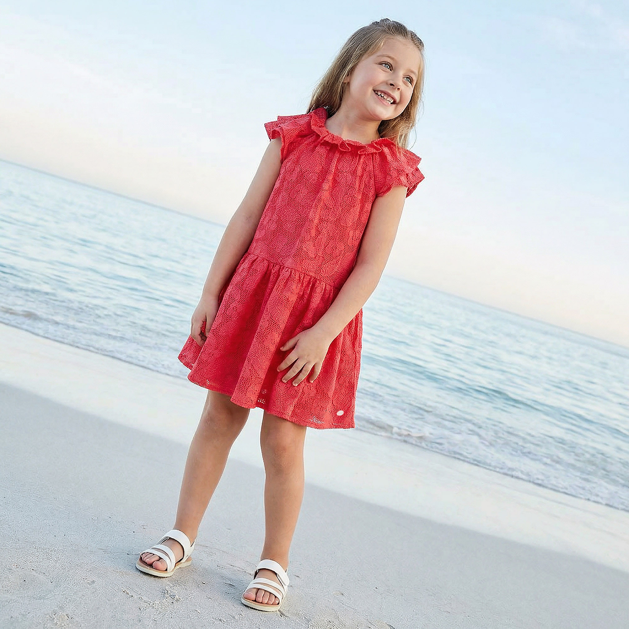 Eligo Round Neck Cap Sleeves A-line Dress with Butterfly Embroidery-girls-clothing-dressesandjumpsuits-image-1