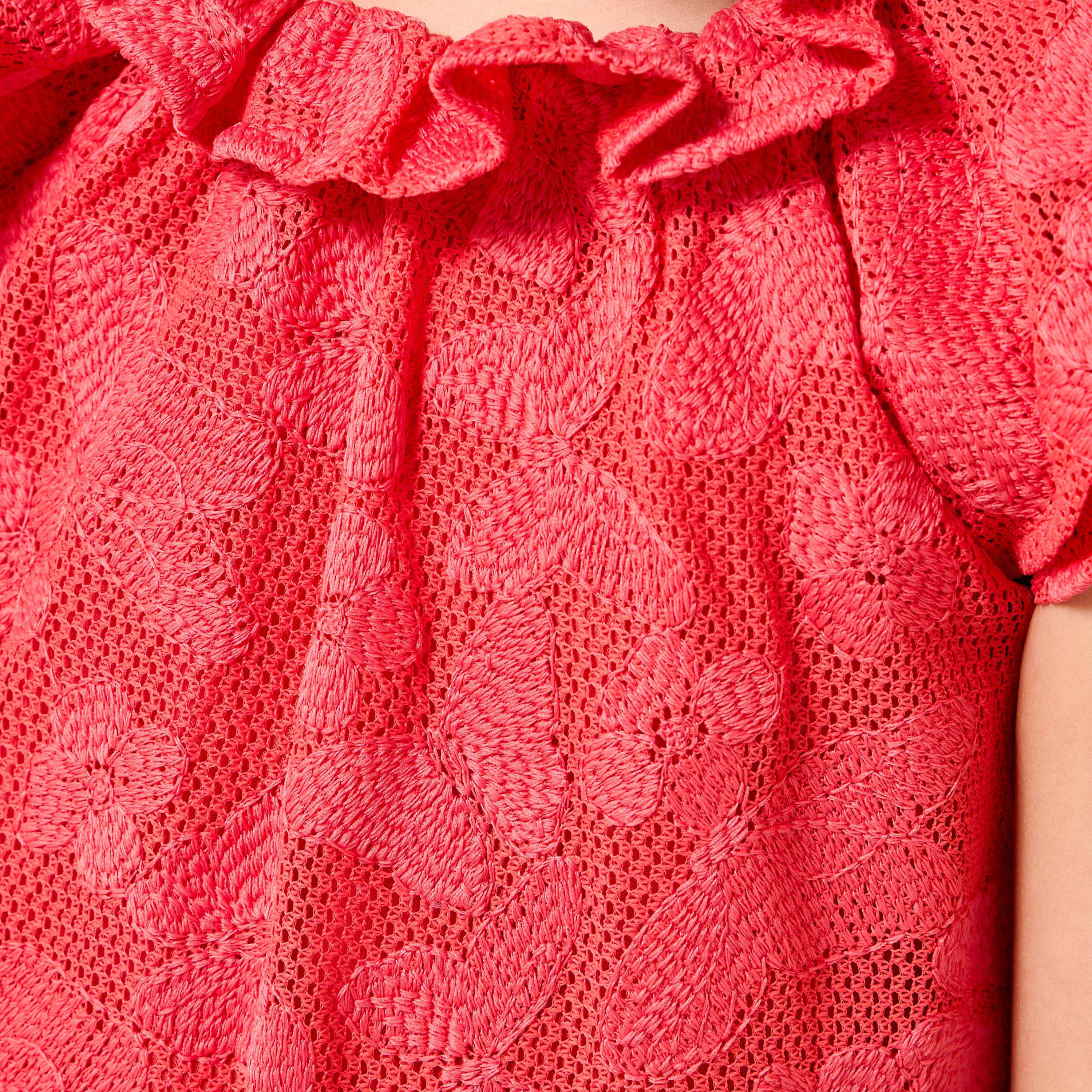 Eligo Round Neck Cap Sleeves A-line Dress with Butterfly Embroidery-girls-clothing-dressesandjumpsuits-image-5