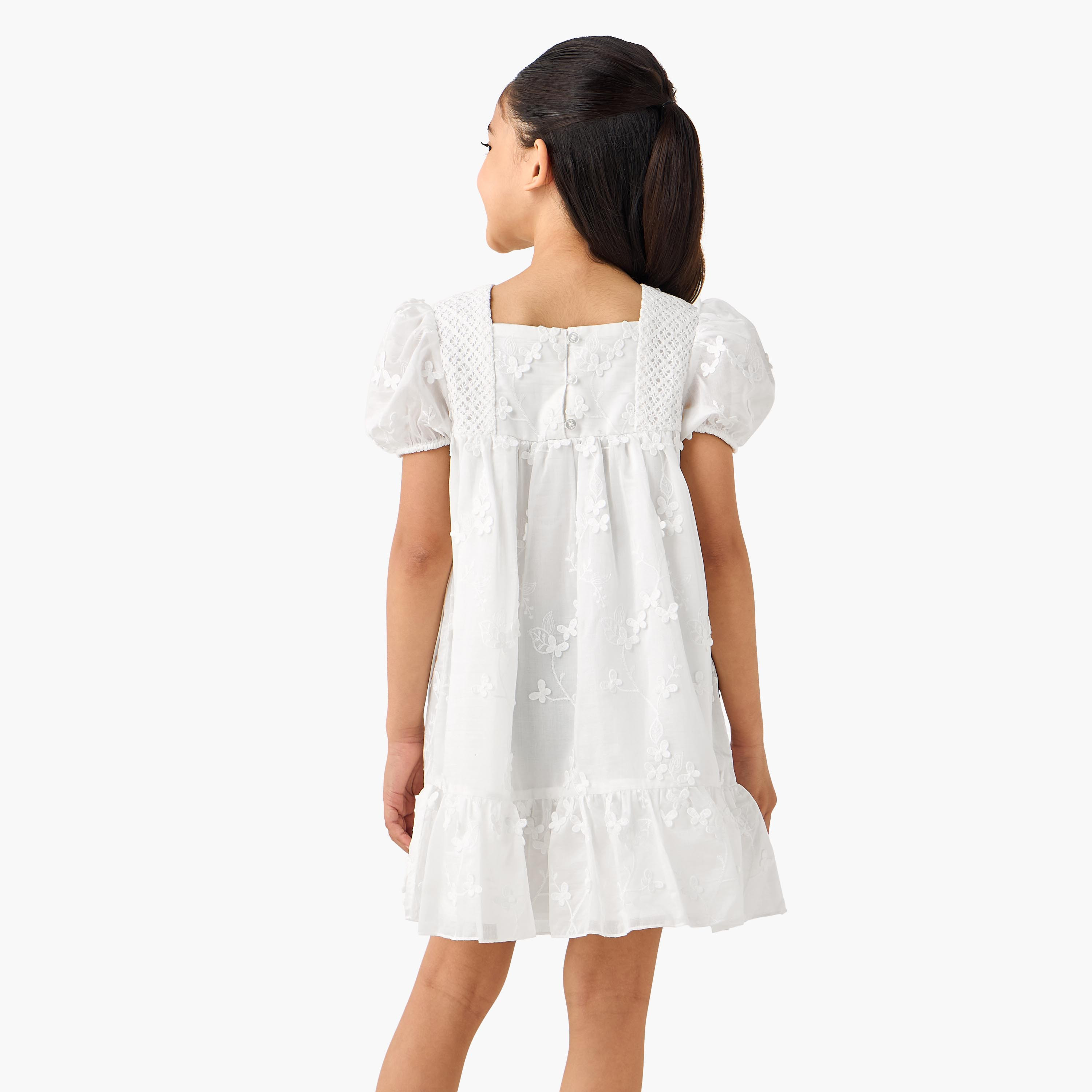 Eligo Round Neck Short Sleeve Dress with Embroidery-girls-clothing-dressesandjumpsuits-image-3
