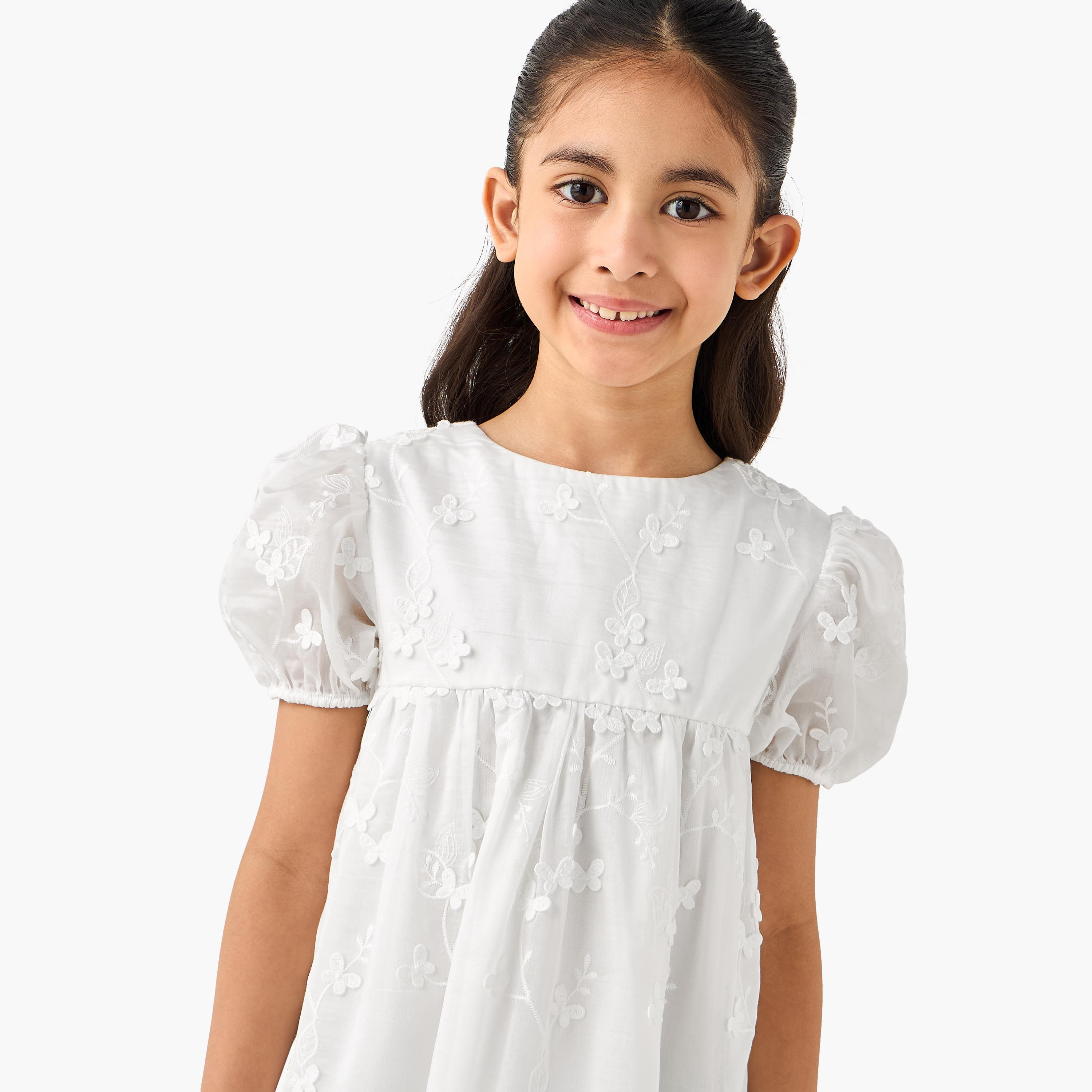 Eligo Round Neck Short Sleeve Dress with Embroidery-girls-clothing-dressesandjumpsuits-image-4