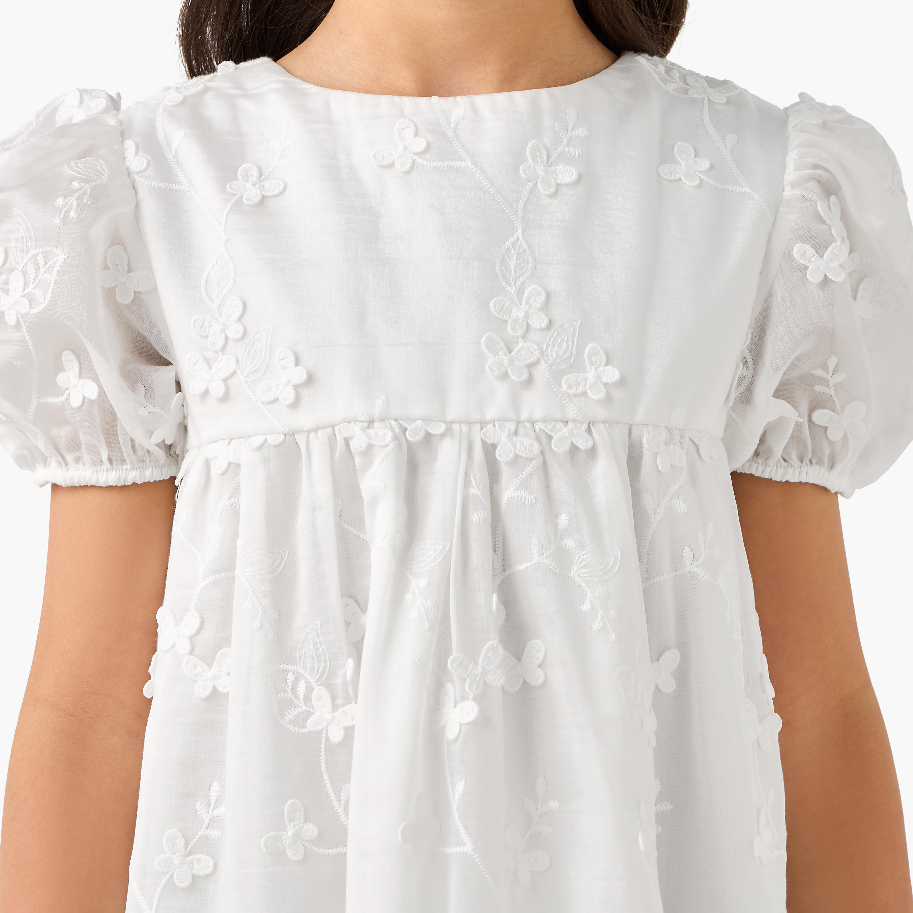 Eligo Round Neck Short Sleeve Dress with Embroidery-girls-clothing-dressesandjumpsuits-image-5
