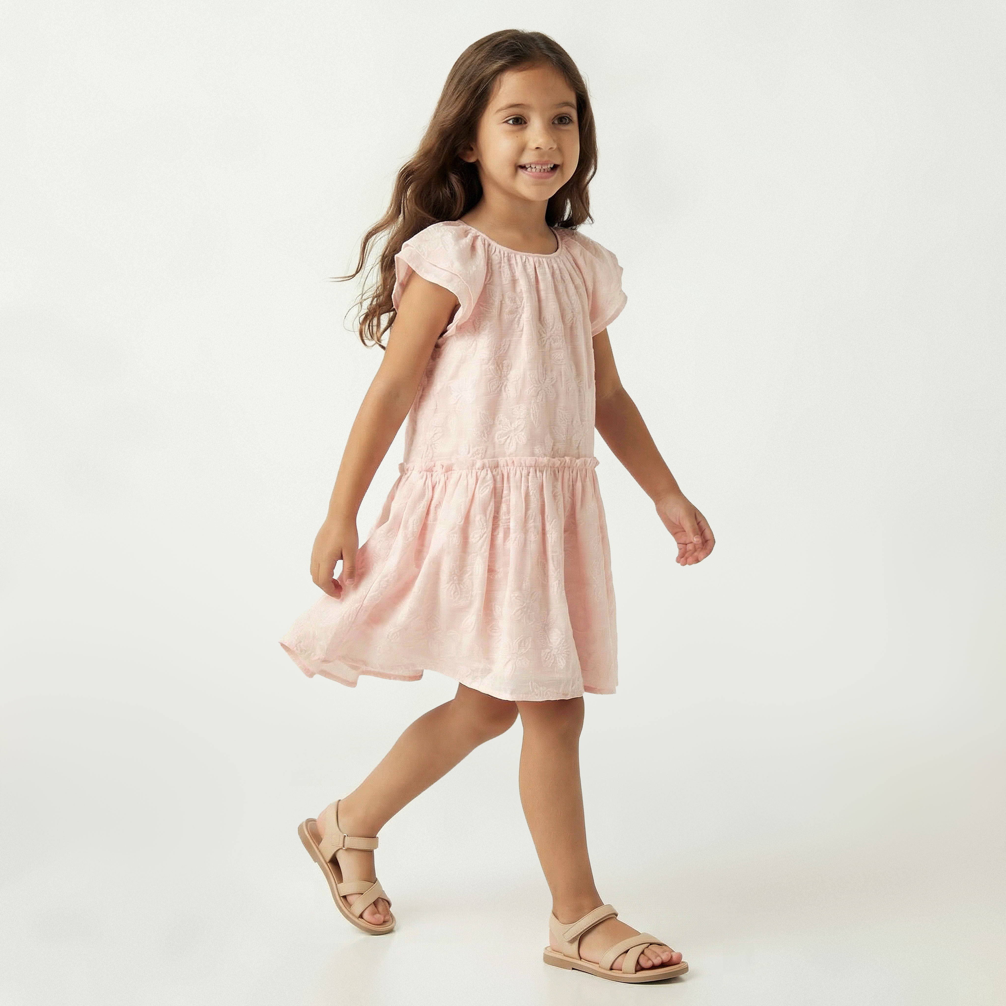 Eligo Round Neck Short Sleeve Dress with Embroidery-girls-clothing-dressesandjumpsuits-image-2
