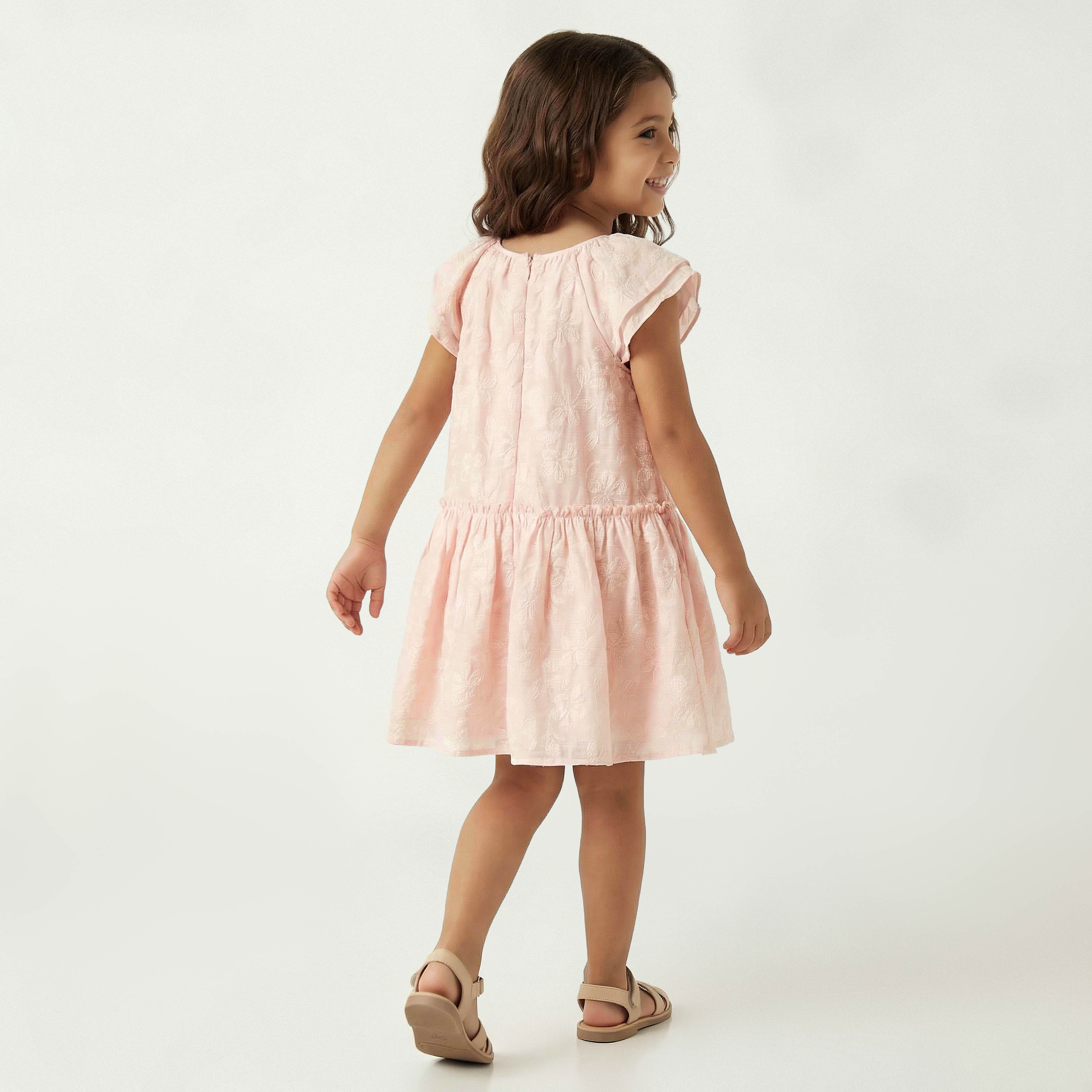 Eligo Round Neck Short Sleeve Dress with Embroidery-girls-clothing-dressesandjumpsuits-image-3