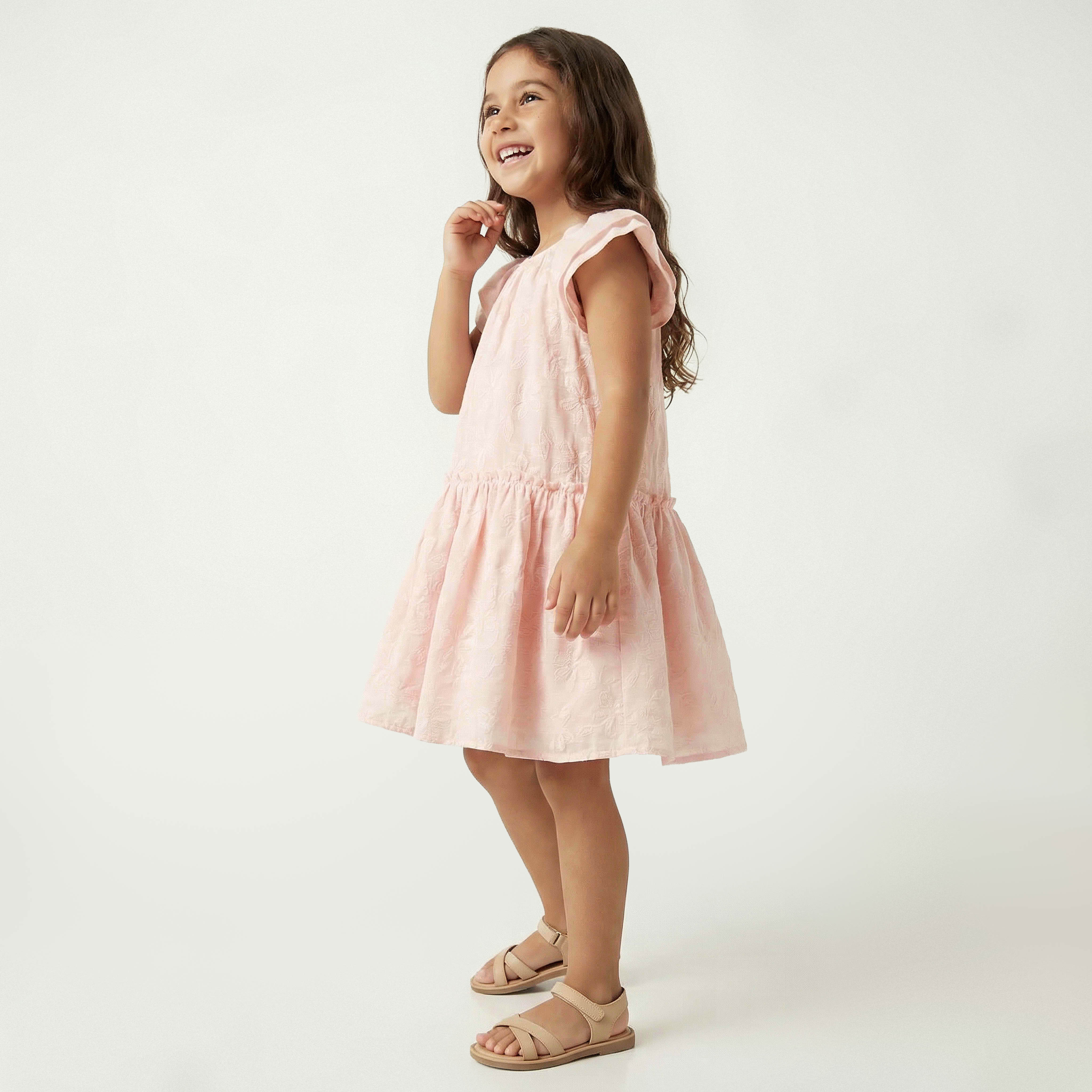 Eligo Round Neck Short Sleeve Dress with Embroidery-girls-clothing-dressesandjumpsuits-image-5