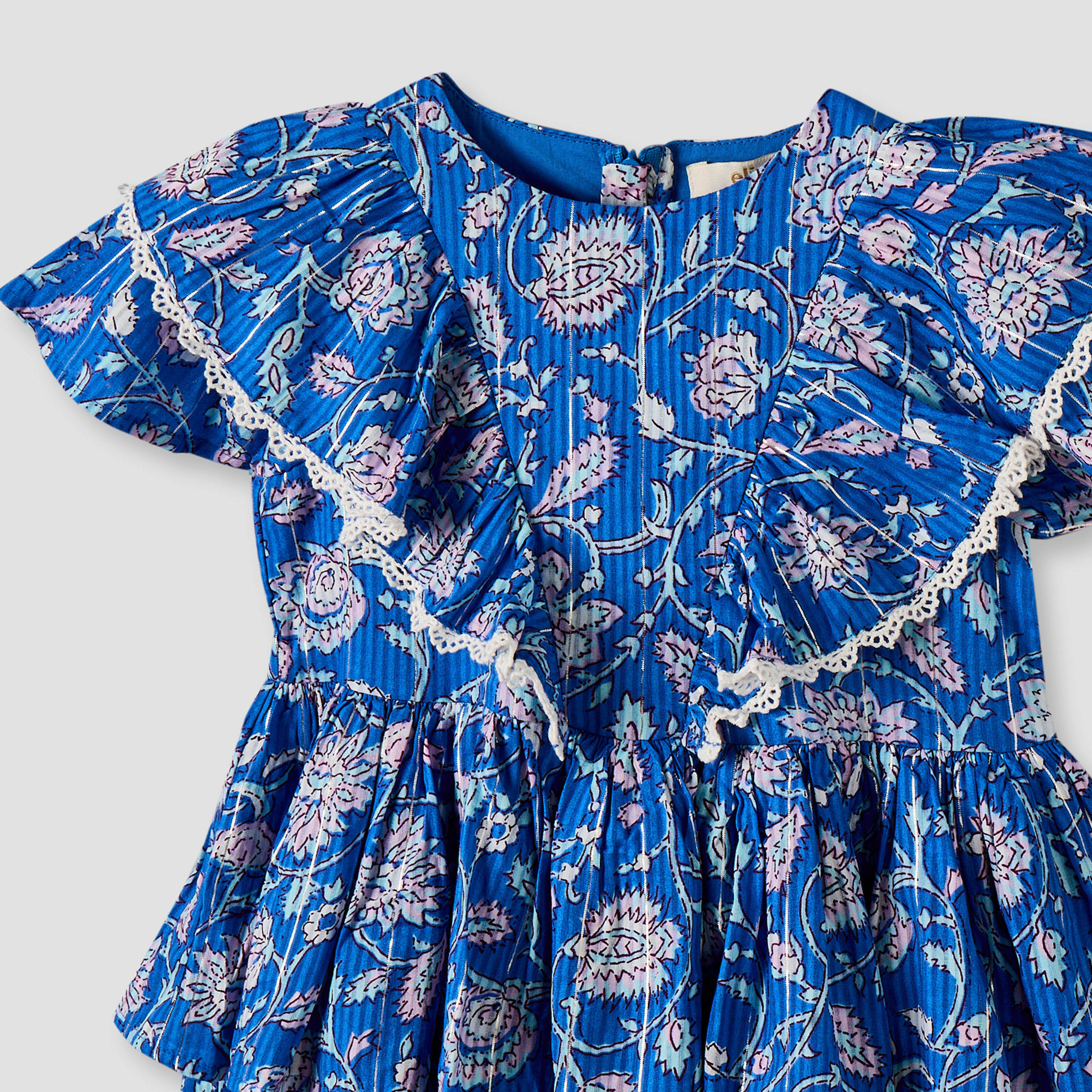 Eligo Round Neck Short Sleeves Knee Length Tiered Dress with Floral Print-girls-clothing-dressesandjumpsuits-image-4