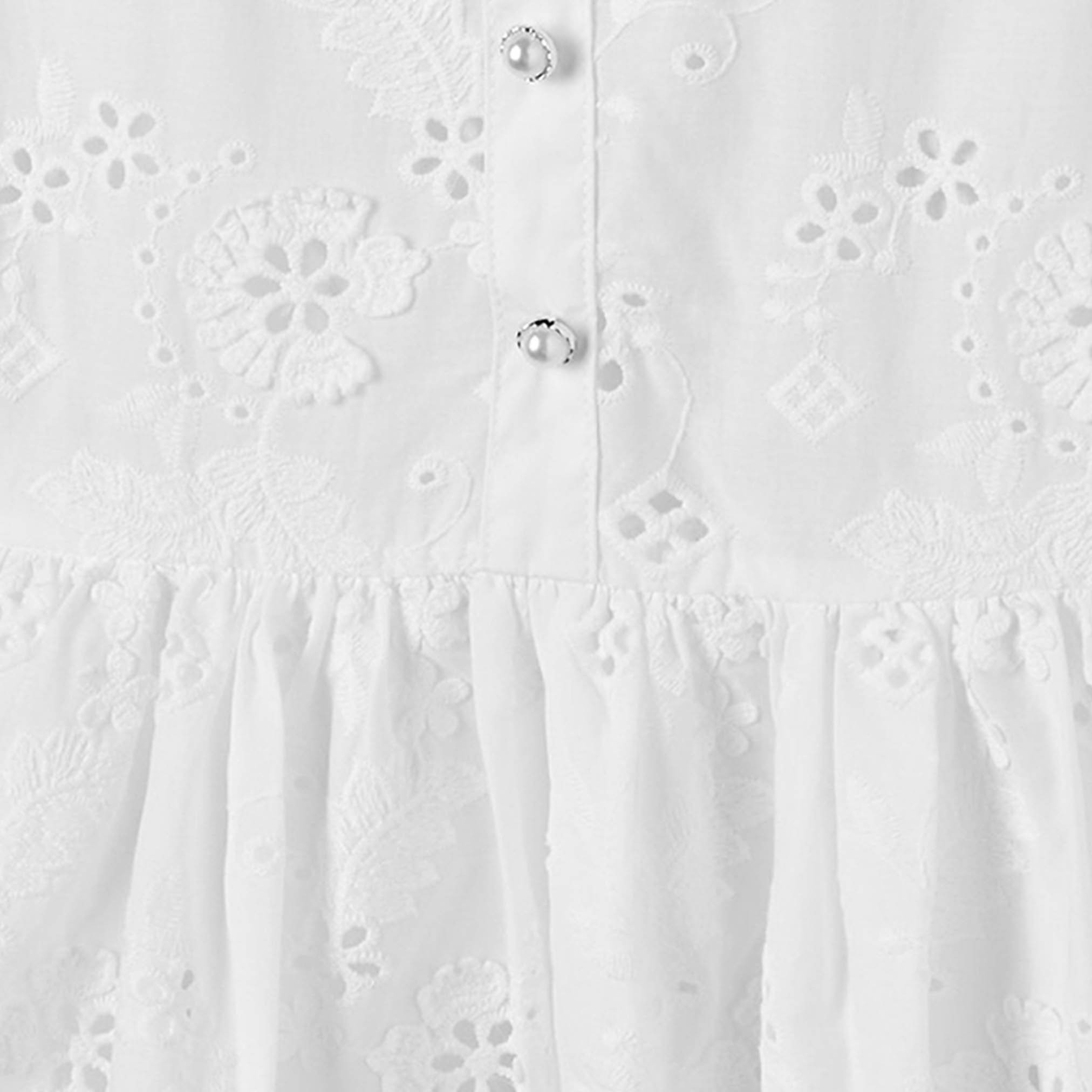 Eligo Peter Pan Collar Short Sleeves Knee Length A-line Dress with Schiffli Embroidery-girls-clothing-dressesandjumpsuits-image-3