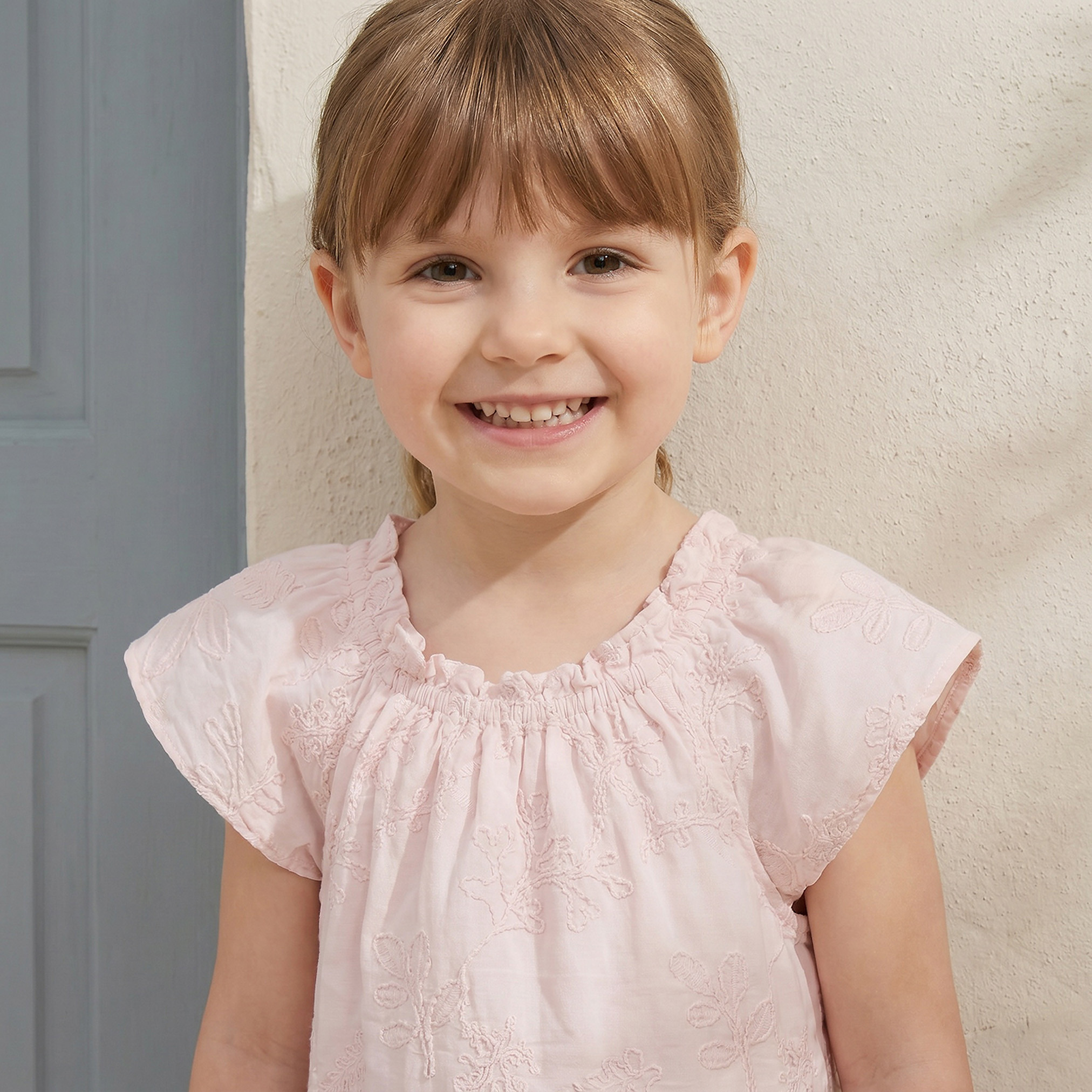 Eligo Round Neck Short Sleeves Knee Length A-Line Dress with Embroidered Design-girls-clothing-dressesandjumpsuits-image-4