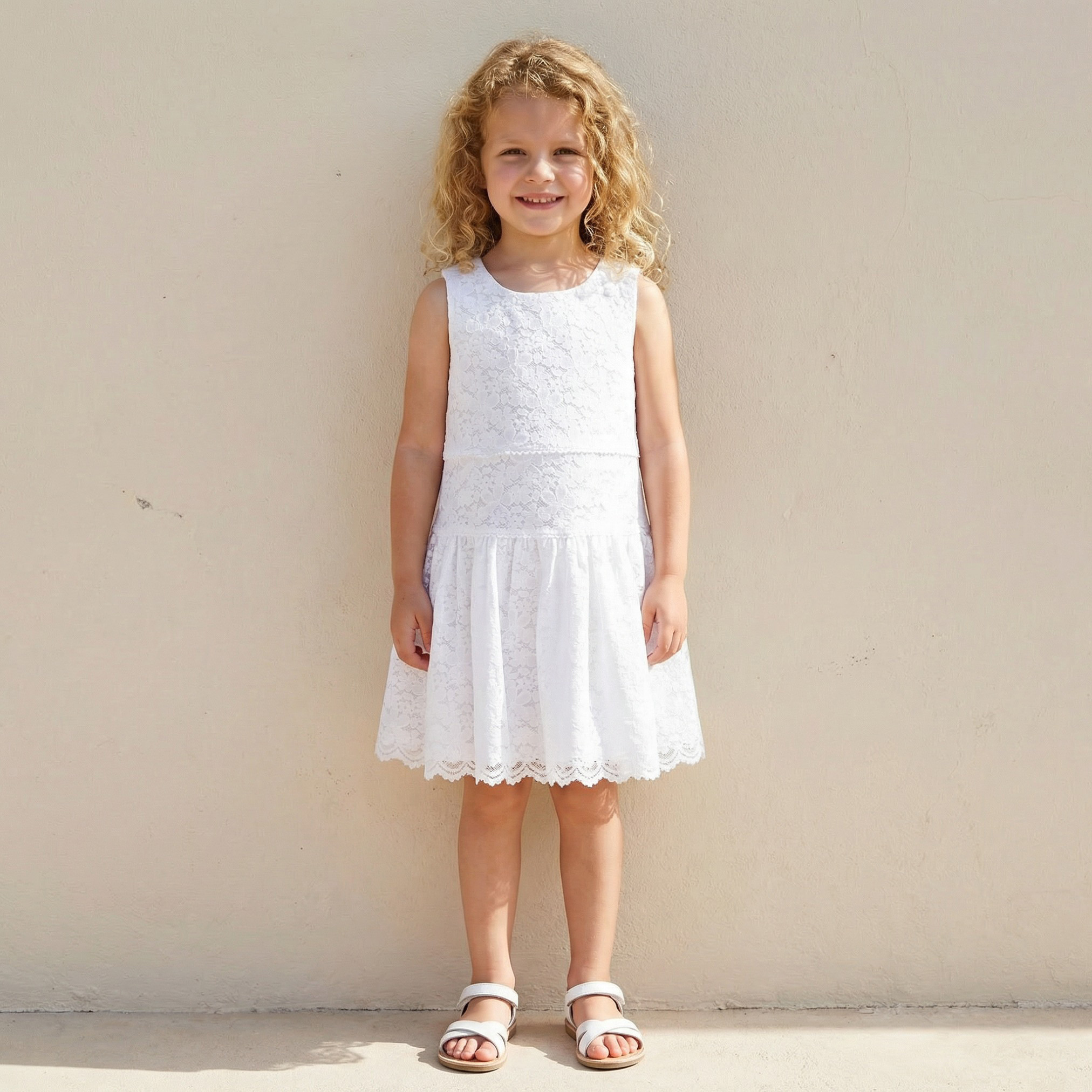 Eligo Round Neck Sleeveless Knee Length A-line Dress with Lace Design-girls-clothing-dressesandjumpsuits-image-1