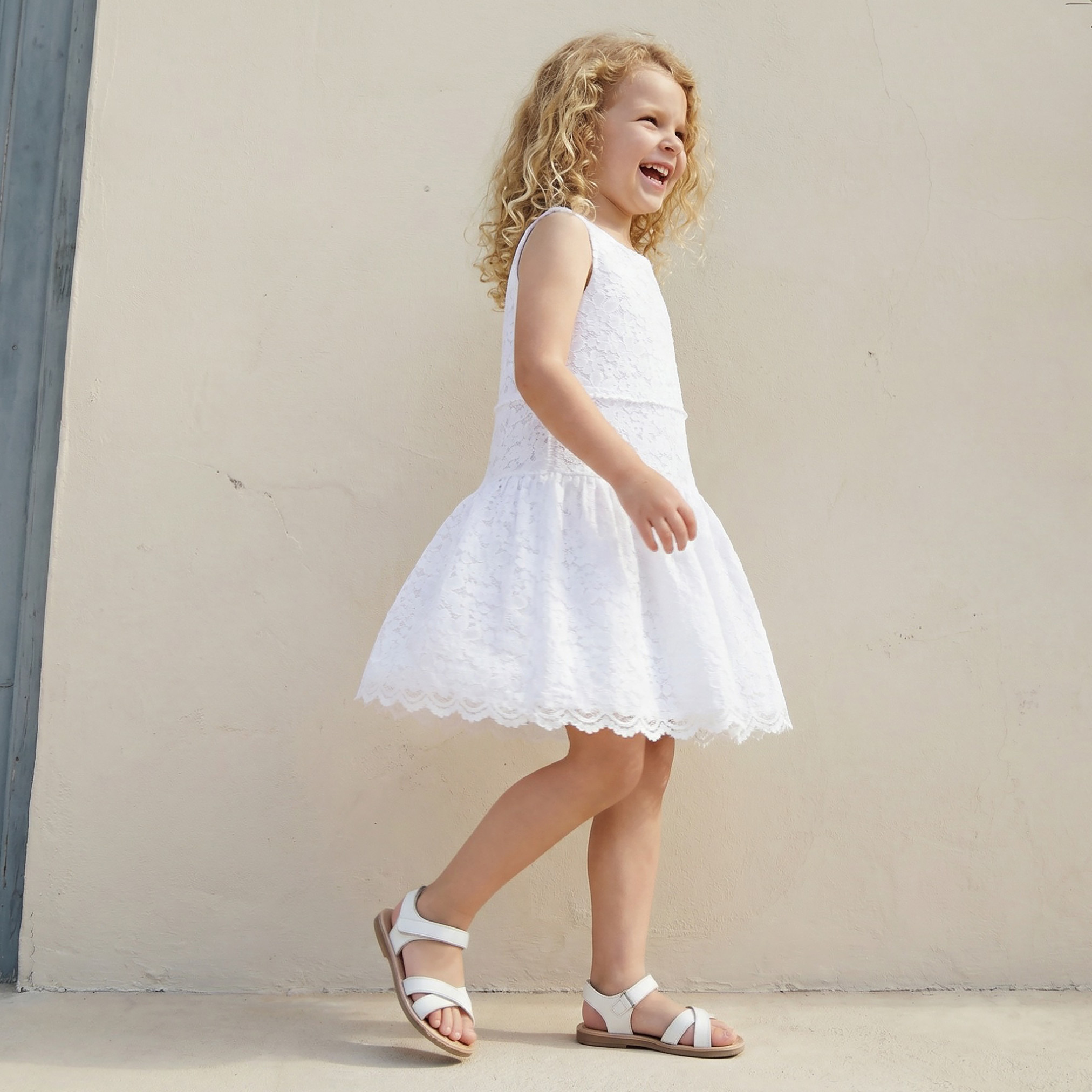 Eligo Round Neck Sleeveless Knee Length A-line Dress with Lace Design-girls-clothing-dressesandjumpsuits-image-2