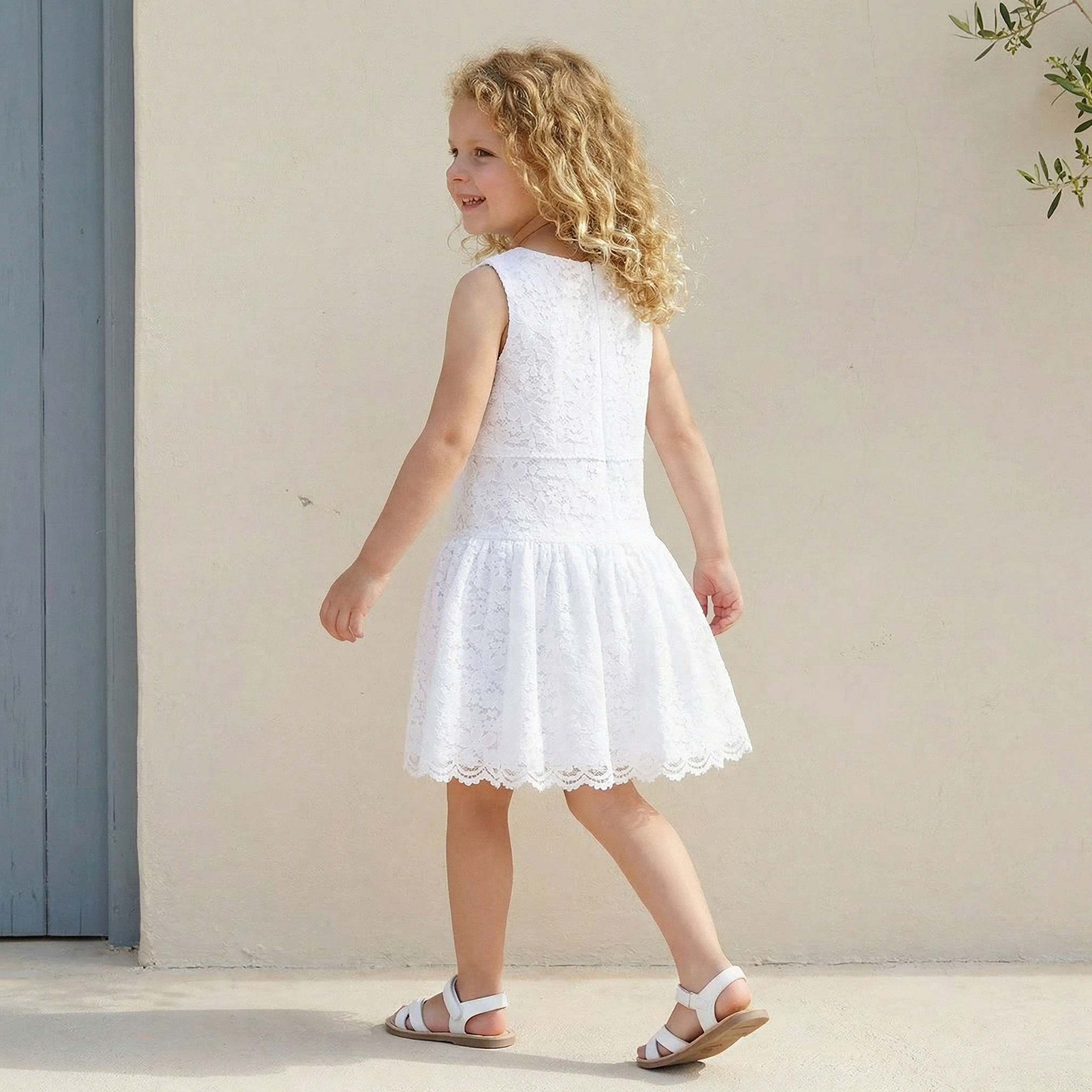 Eligo Round Neck Sleeveless Knee Length A-line Dress with Lace Design-girls-clothing-dressesandjumpsuits-image-3