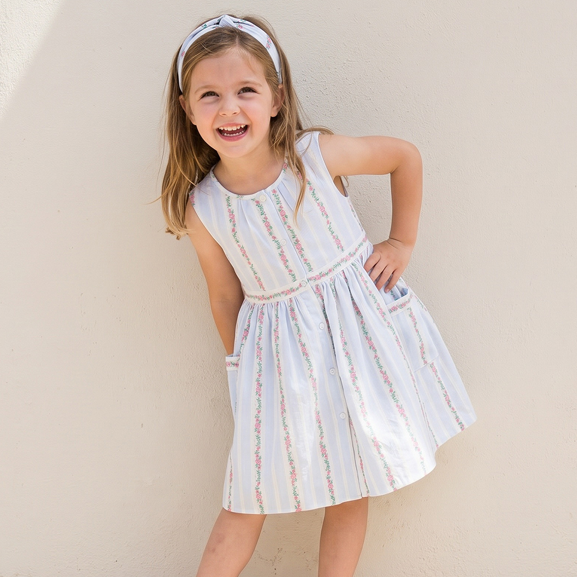 Eligo Round Neck Sleeveless Knee Length A-line Dress with Floral Embroidery-girls-clothing-dressesandjumpsuits-image-1